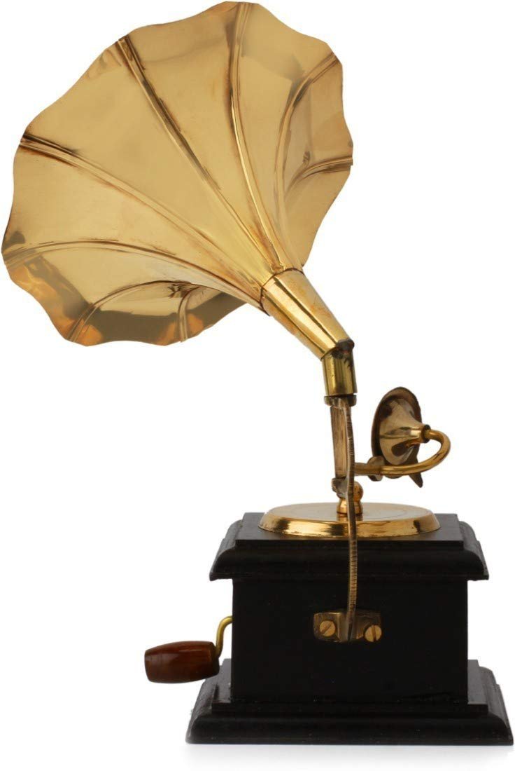 JaipurCrafts Premium Sparkle Square Gramophone Showpiece - 23 cm (Brass, Brown, Gold) (Black, Gold) (Black, Gold) - Image 4