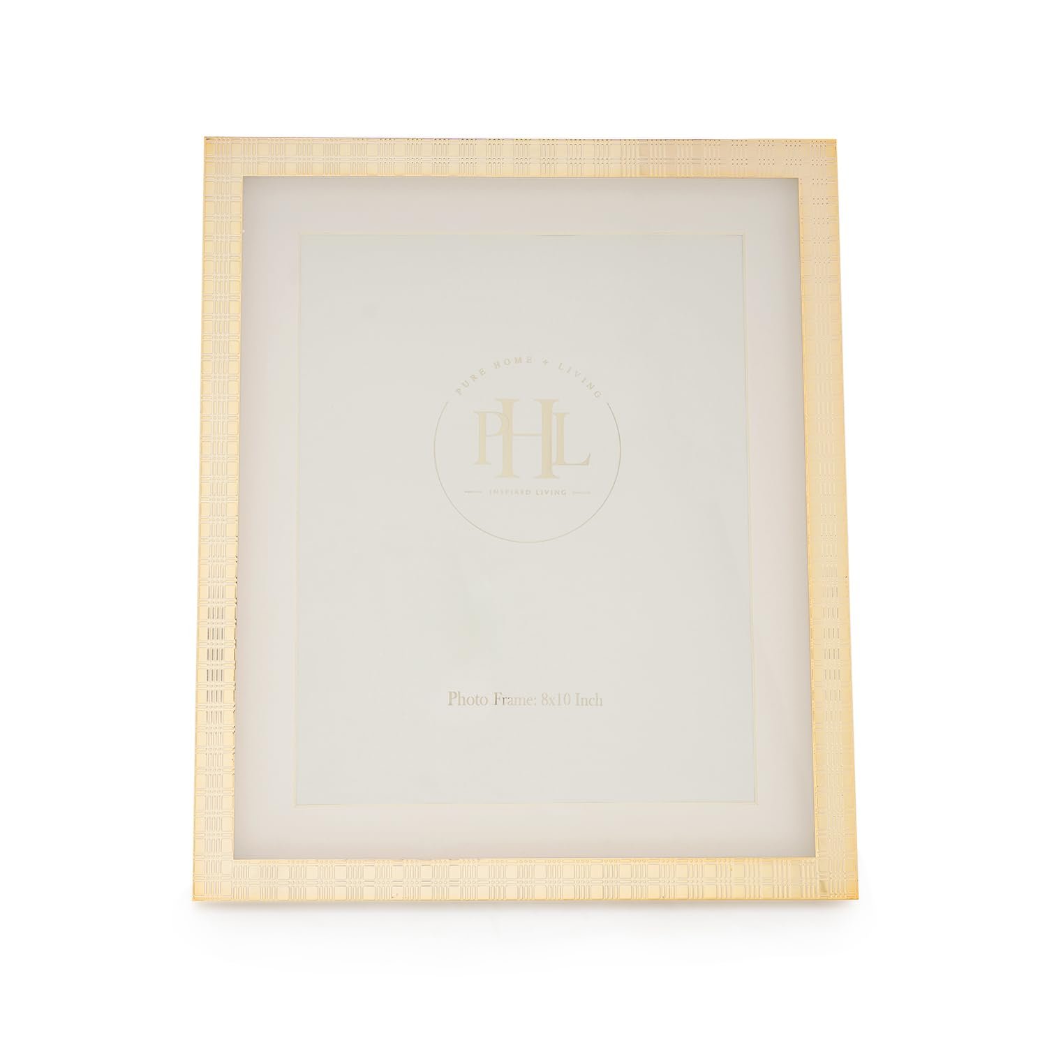PURE HOME + LIVING Gold Plated Geometric Pattern Metal Photo Frame, Tabletop Gold Plated Photoframe With Metel Finish Picture Frames Home & Wall Decoration (8X10 Inches,Pack Of 1) - Image 2