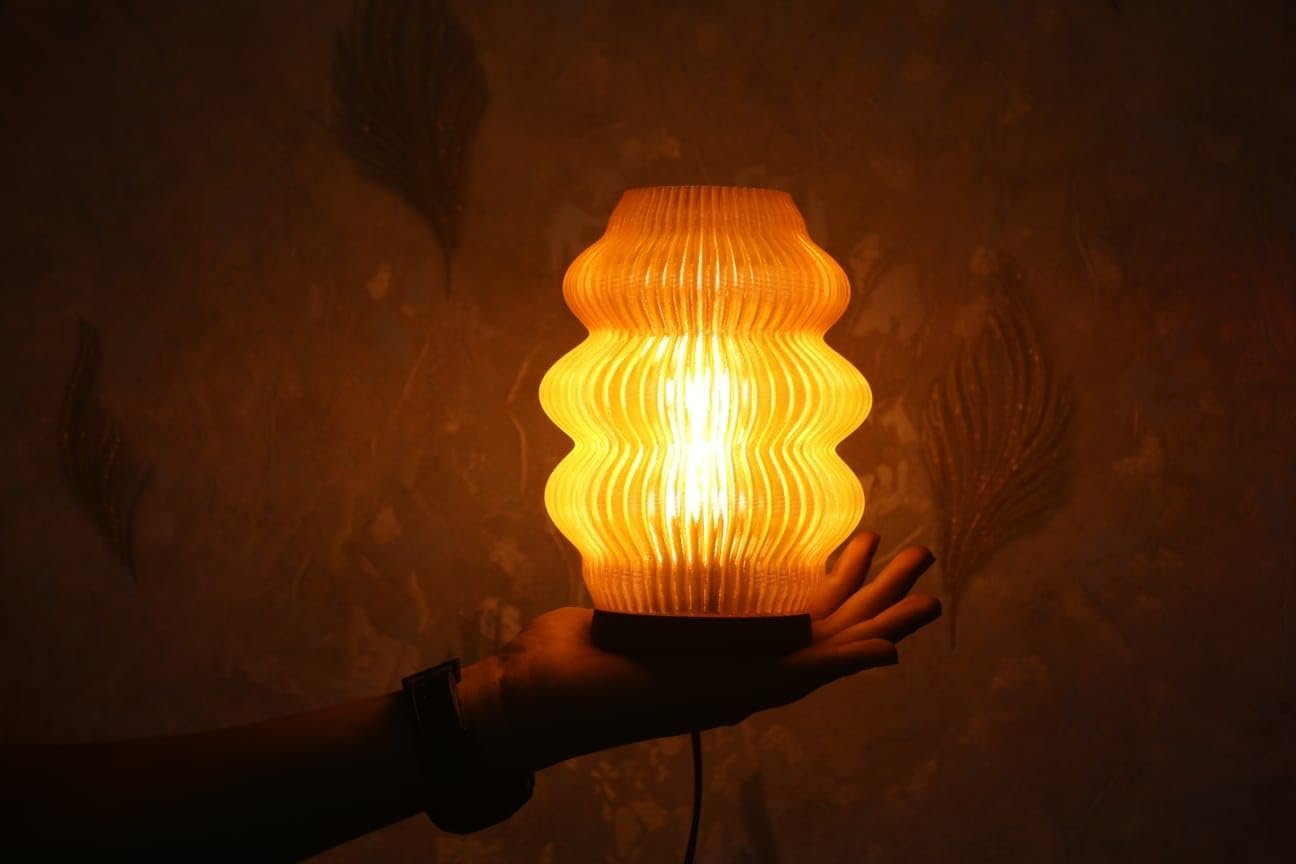 Haydn Clear Orange LED Ambient Table Lamp for Bedroom & Living Room – Warm Glow Bedside Night Lamp, Decorative Study Desk Lamp, Modern Home Décor Lighting (LED Bulb Included) - Image 4