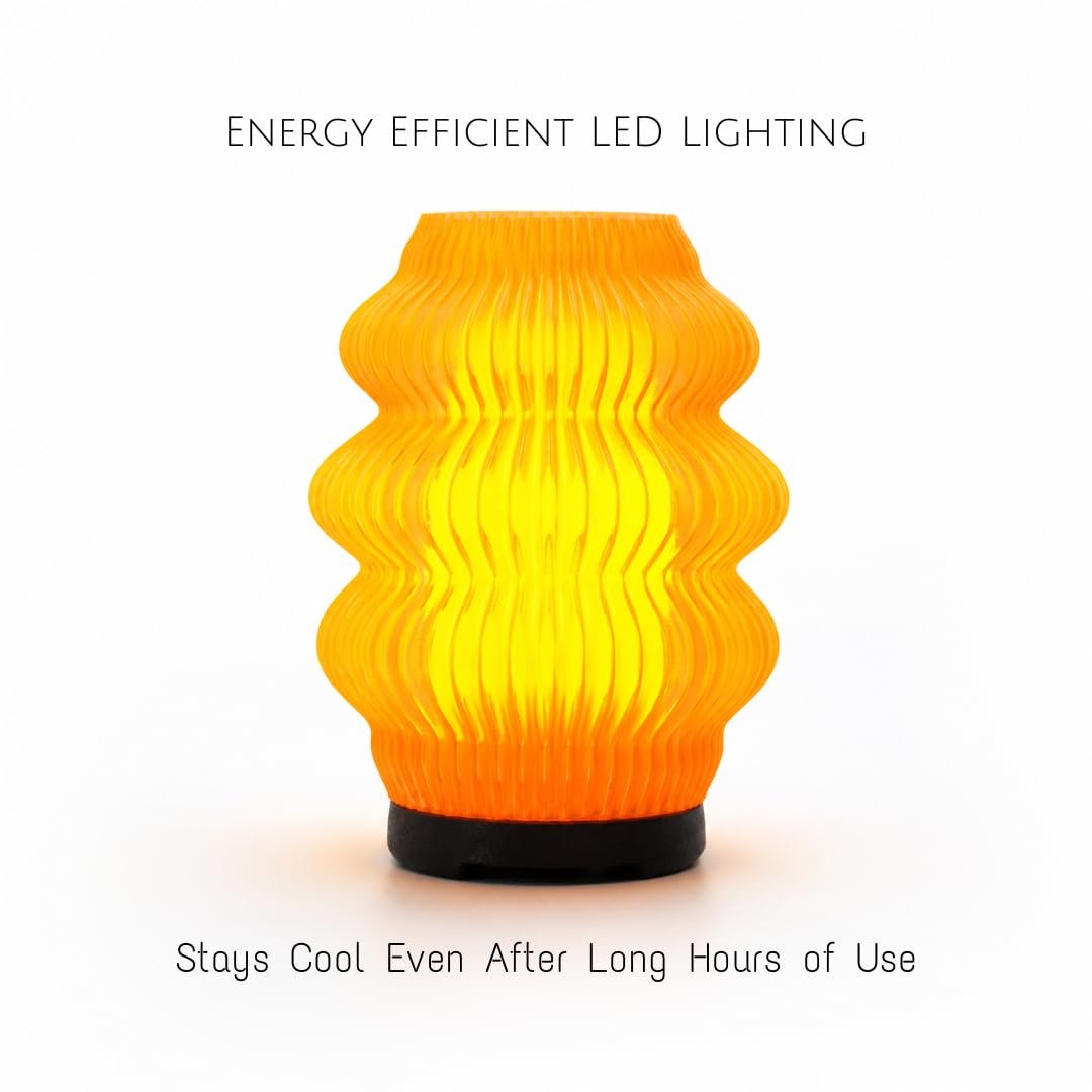 Haydn Clear Orange LED Ambient Table Lamp for Bedroom & Living Room – Warm Glow Bedside Night Lamp, Decorative Study Desk Lamp, Modern Home Décor Lighting (LED Bulb Included) - Image 8