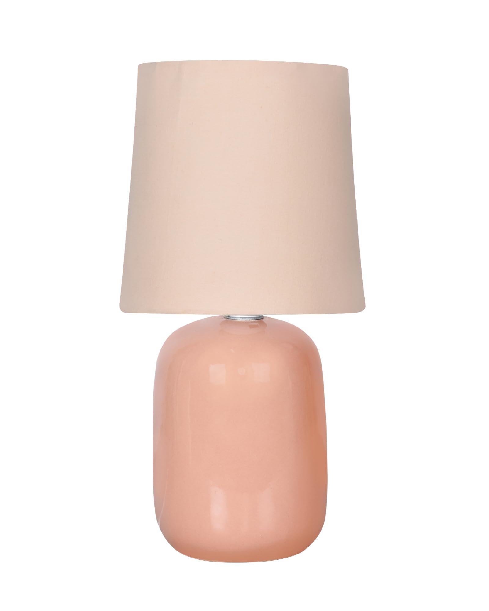 Homesake® Modern Small Ceramic Table Lamp, Classic Bedside Desk lamp for Living Room Bedroom, Farmhouse Nightstand Lamps with Pink Fabric Shade (Dovel Pink) - Image 2