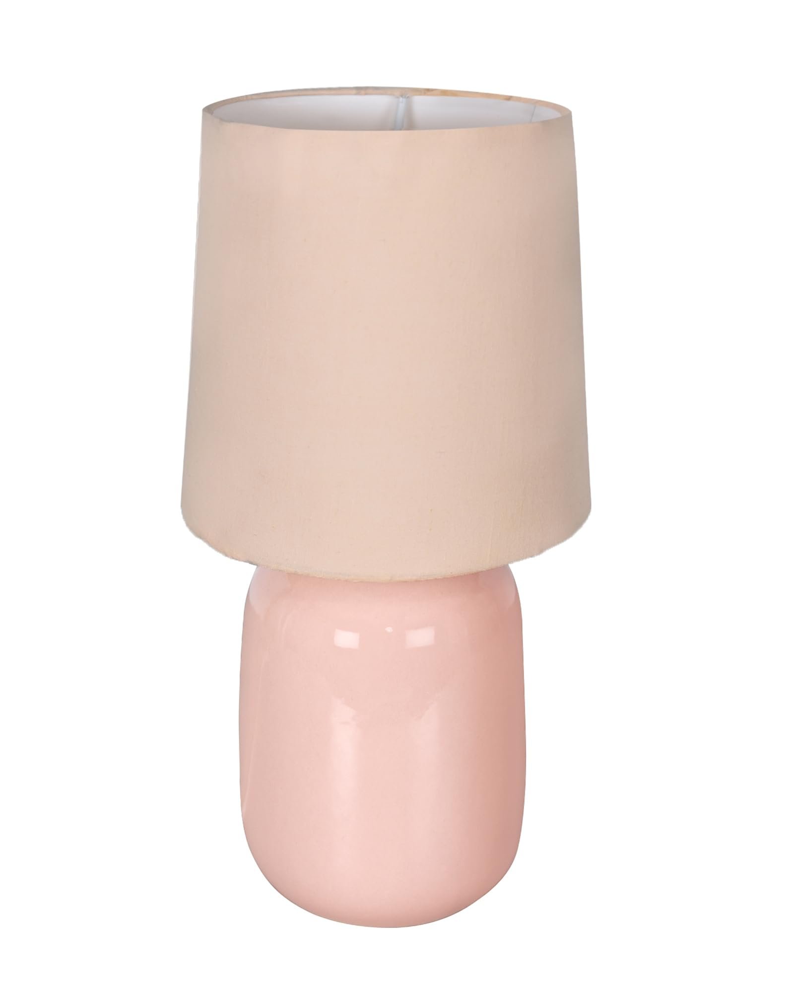 Homesake® Modern Small Ceramic Table Lamp, Classic Bedside Desk lamp for Living Room Bedroom, Farmhouse Nightstand Lamps with Pink Fabric Shade (Dovel Pink) - Image 3
