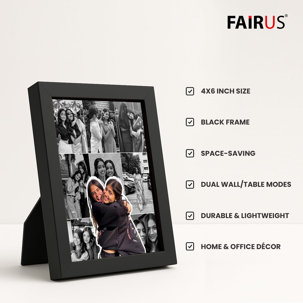 Fairus CUSTOMISED Photo Collage Frame, Spotify Photo Frame with Black Border | 4x6 Inches Gift for Birthday and Friendship, Wall Mountable Picture Display (Black Collage Frame) - Image 2