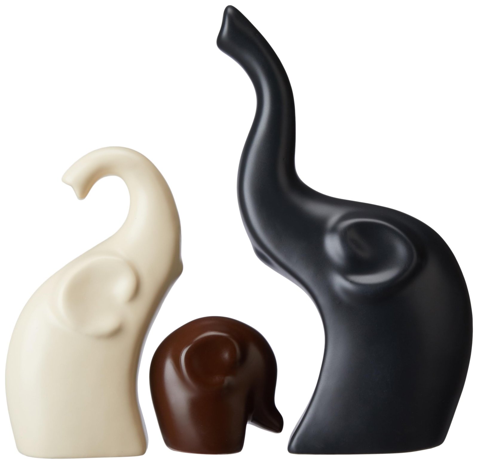 Amazon Basics Home Décor Elephant Family Matte Finish Ceramic Fantasy Figures(Set of 3 Piece,Multicolor) - Image 2