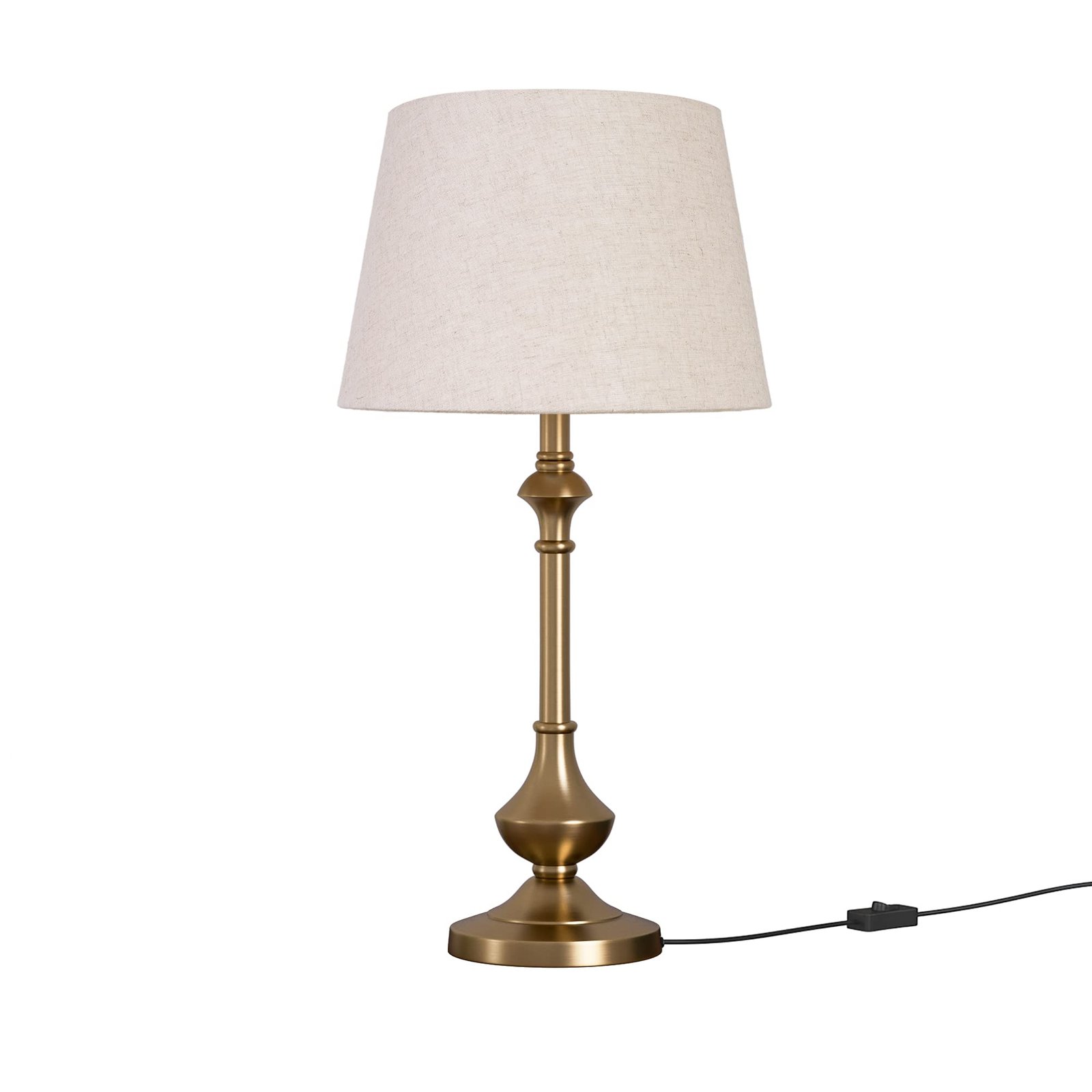 Divine Trends Brass Antique Finish Gold Table Lamp Sleek with Off White 10 Inch Lampshade For Bedroom, Bedside, Living Room, Home Decoration, Hotel Pack Of 1 - Led Bulb Included - Image 5