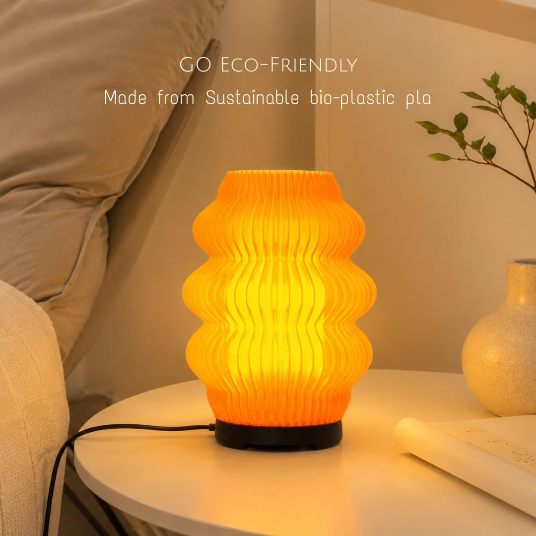 Haydn Clear Orange LED Ambient Table Lamp for Bedroom & Living Room – Warm Glow Bedside Night Lamp, Decorative Study Desk Lamp, Modern Home Décor Lighting (LED Bulb Included) - Image 3