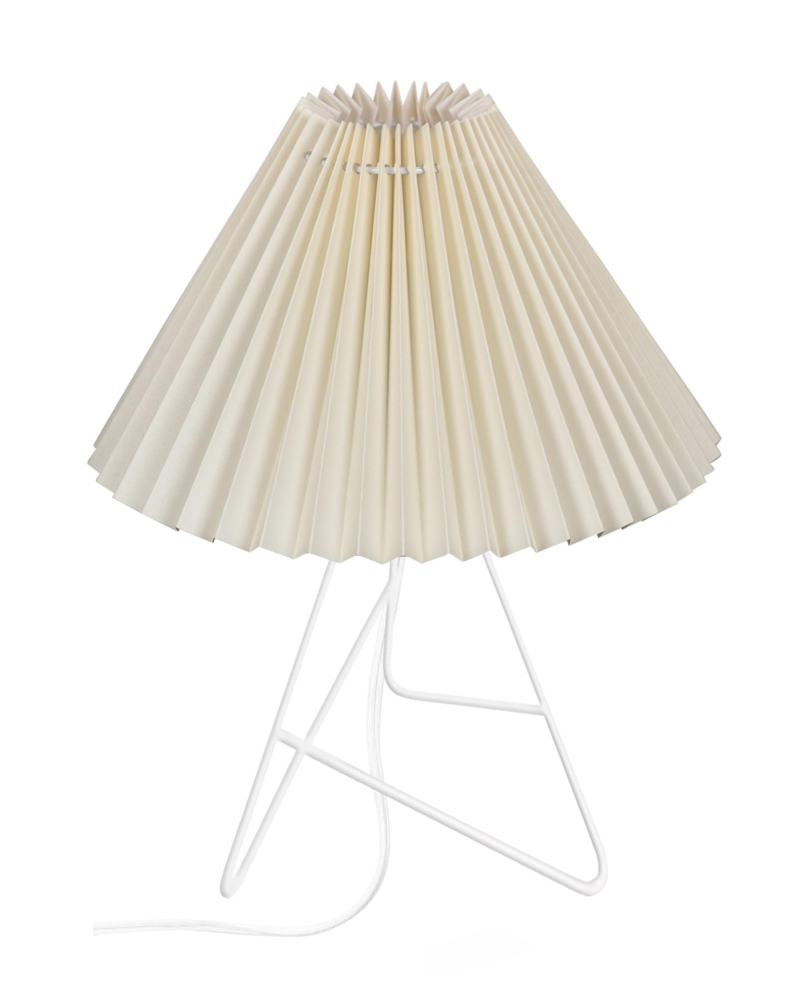 Homesakeยฎ Retro Down to the Wire Metal Table Lamp with Fabric Shade, Bedside Lamp Gift Housewarming Home Living Room, Pleated Shade (Off-White) - Image 3