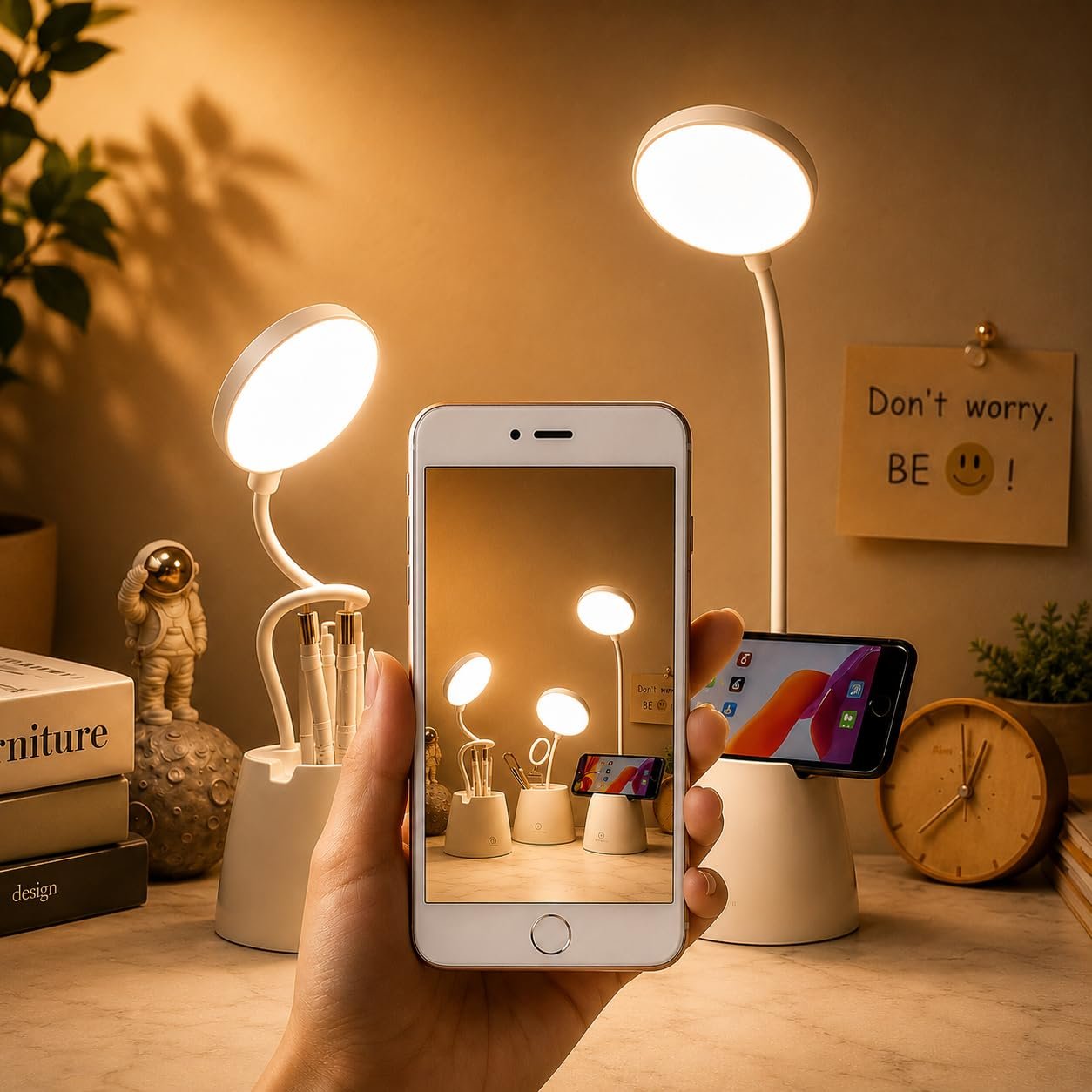 BKK Rechargeable LED Study Table Lamp with Touch Sensor, 3 Color Modes & Stepless Dimming, Portable USB Desk Light for Study, Reading & Bedside (Goosneck 45x11x10cm) - Image 6