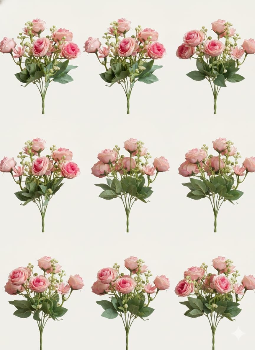 WRAPPING STUDIO Artificial Flowers Bunch, Poly Silk Rose Flowers Without Vase, Aesthetic Pink, Premium Look, Ideal for Home Décor, Office Décor, Gift Items, Weddings - Image 5