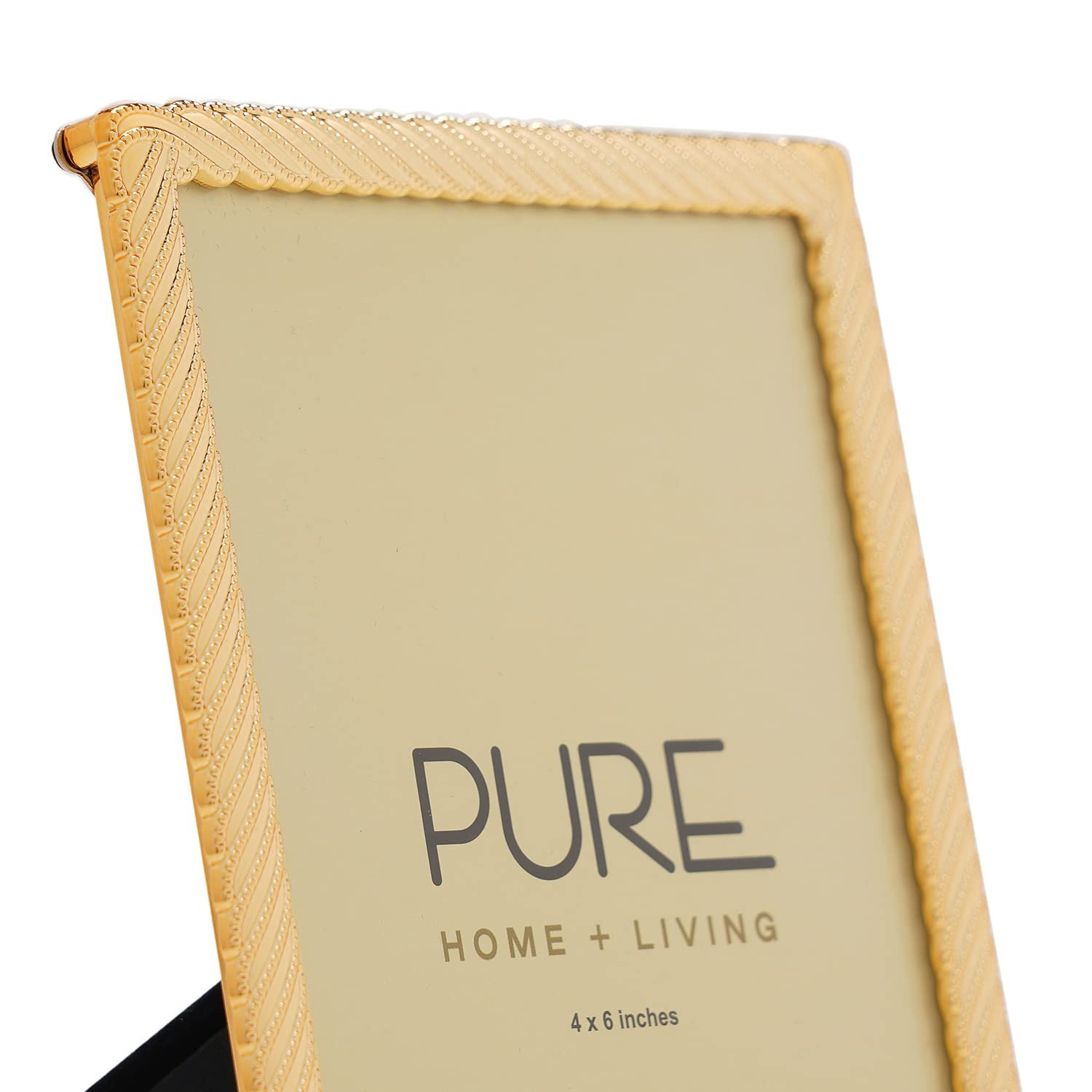 PURE HOME + LIVING Gold Plated Diagonal Ribbed Metal Photo Frame, Tabletop Photo Frame,Decorative Picture Frames For Home Décor, Office Desk, Bedroom & Living Room (4X6 Inches, Pack Of 1) - Image 6