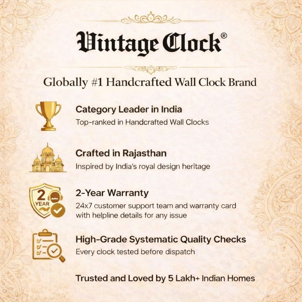 Vintage Handicraft Iron Art Ware/Handcrafted Decorative Brass Colour Wall Art Clock/VC-9023-S - Image 3