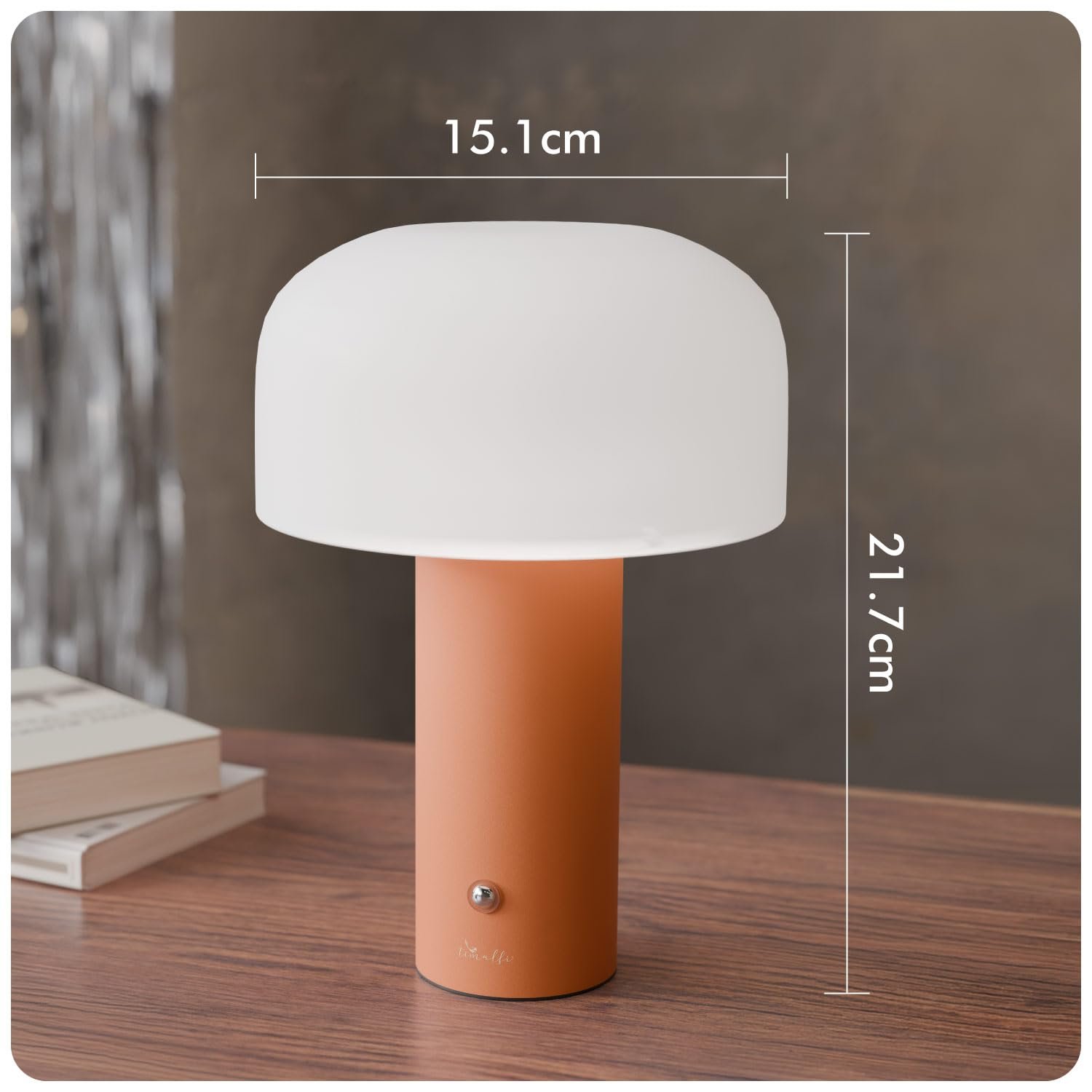 Timalfi Table Lamp for Bedroom, Study Table & Living Room | Small Metallic Finish Night Lamp with Frosted Dome Diffuser | Bedside Lamp, Desk Light & Home Decor Gift (Dome, Orange) - Image 6