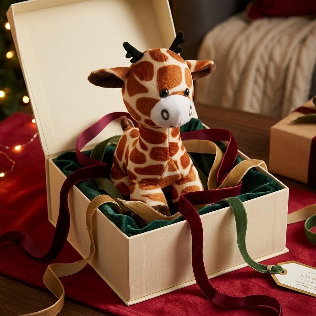 Giraffe Plush Toy Soft Stuffed Animal Gift for Kids, Toddlers, and Infants, Playroom Decor Item, Brown and Cream Spotted, Interactive Playtime Companion, Child-Friendly Fabric Cute Soft Toys - Image 6