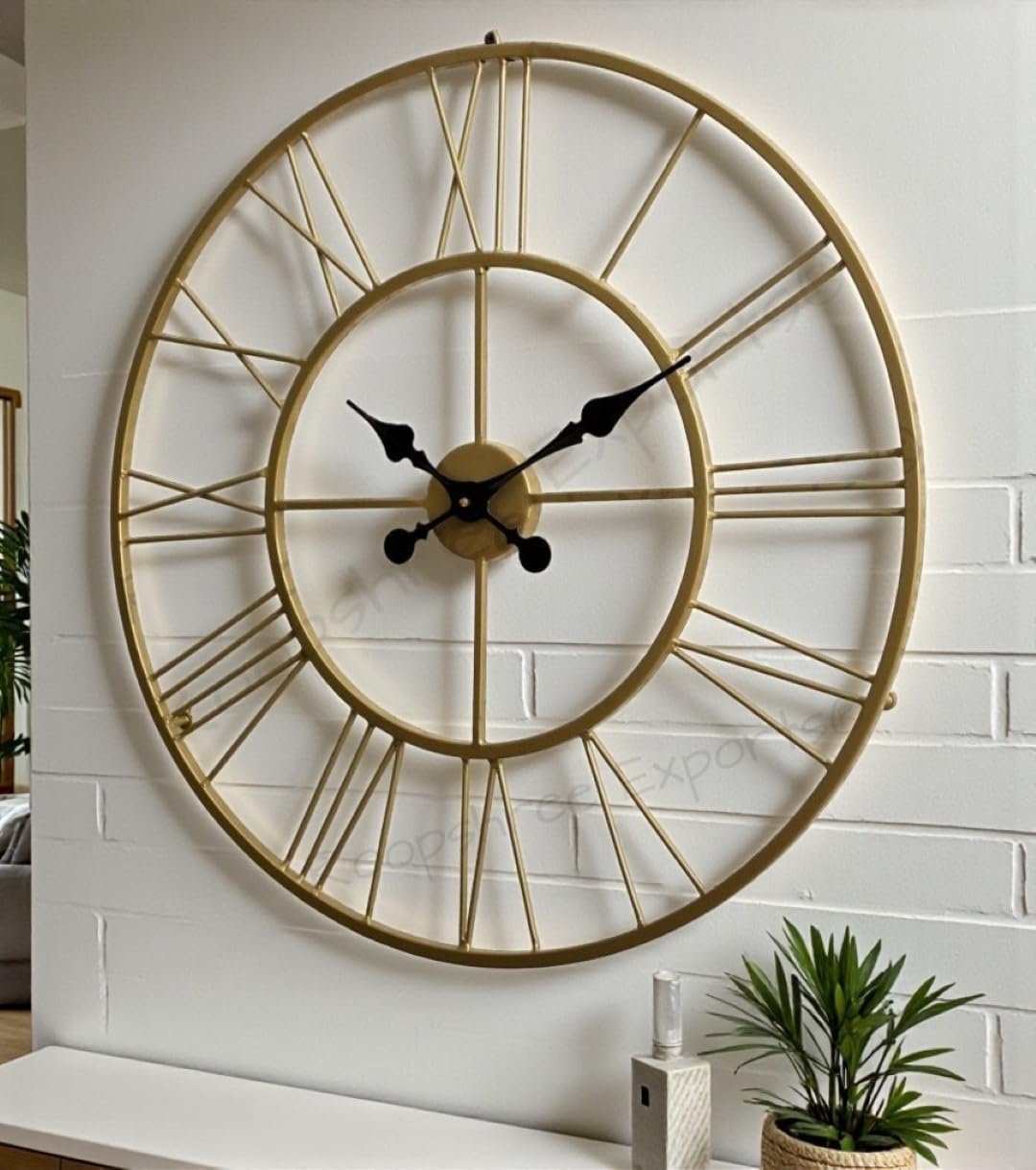 Vintage Handicraft Iron Art Ware/Handcrafted Decorative Brass Colour Wall Art Clock/VC-9023-S - Image 2