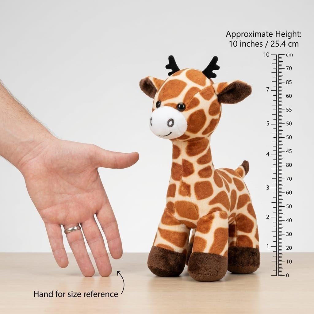 Giraffe Plush Toy Soft Stuffed Animal Gift for Kids, Toddlers, and Infants, Playroom Decor Item, Brown and Cream Spotted, Interactive Playtime Companion, Child-Friendly Fabric Cute Soft Toys - Image 4