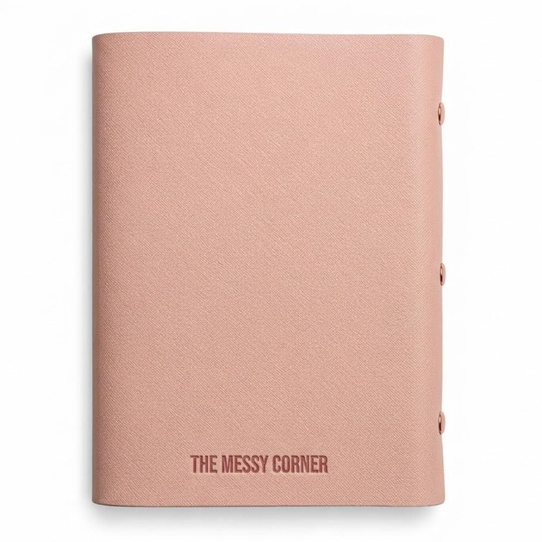The Messy Corner Handcrafted Threaded Leather Diary | A Stylish A5 Travel Diary for Men and Women | Perfect for Birthday | 80 GSM, 140 Ruled Pages | Salmon Pink - Image 9