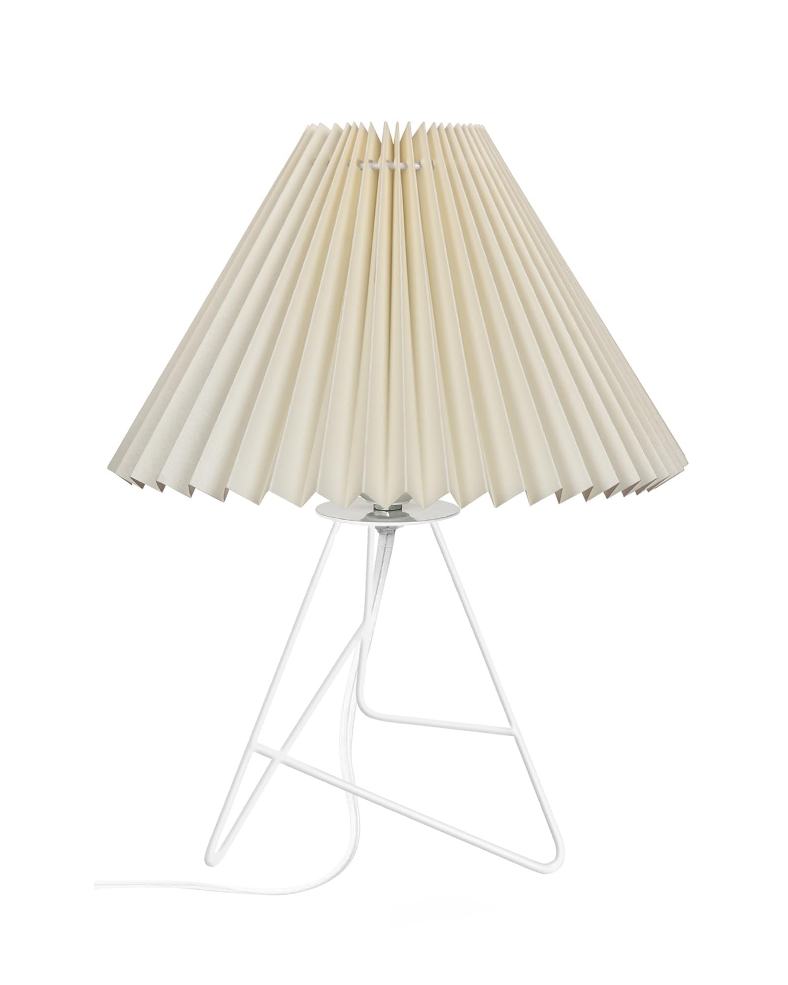 Homesakeยฎ Retro Down to the Wire Metal Table Lamp with Fabric Shade, Bedside Lamp Gift Housewarming Home Living Room, Pleated Shade (Off-White) - Image 2