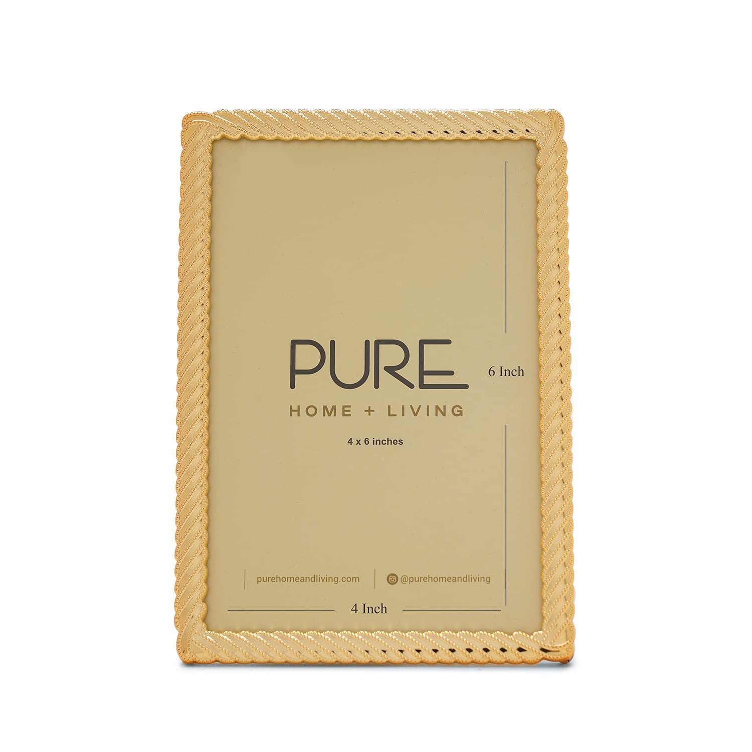 PURE HOME + LIVING Gold Plated Diagonal Ribbed Metal Photo Frame, Tabletop Photo Frame,Decorative Picture Frames For Home Décor, Office Desk, Bedroom & Living Room (4X6 Inches, Pack Of 1) - Image 7