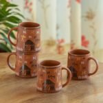 ExclusiveLane 'Warli Village Tales' Handcrafted Ceramic Coffee Mug Ceramic Mugs for Milk Chai Tea Cup (Set of 4, 300 ML, Microwave Safe)