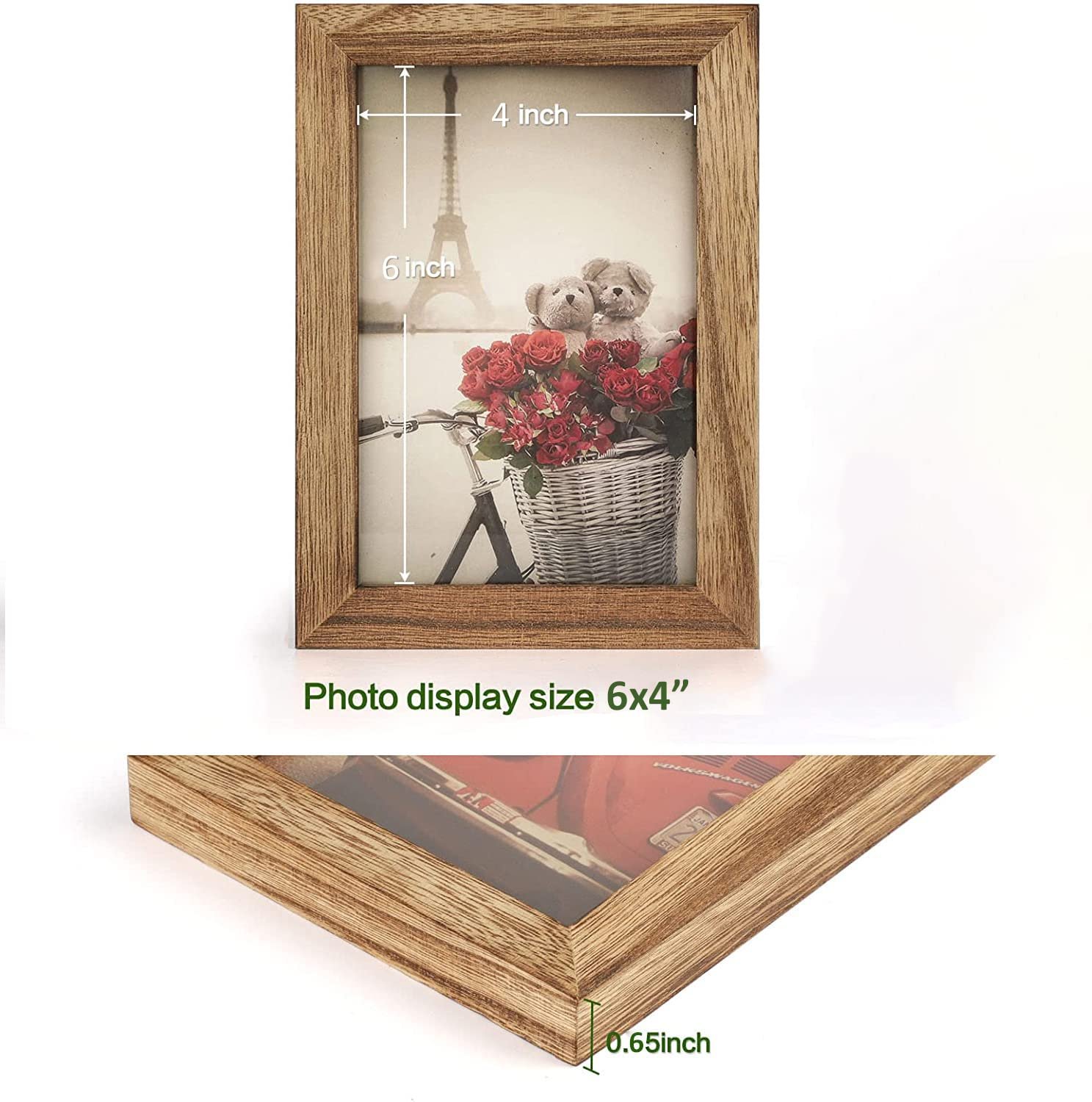 UHUD CRAFTS Wooden Table-Top&Wall Hanging Photo Frame|Solid Wood Picture Frame For Table Decor,Wall Decor,Office Decor&Home Decor(4X6 Inches),Rectangular - Image 5