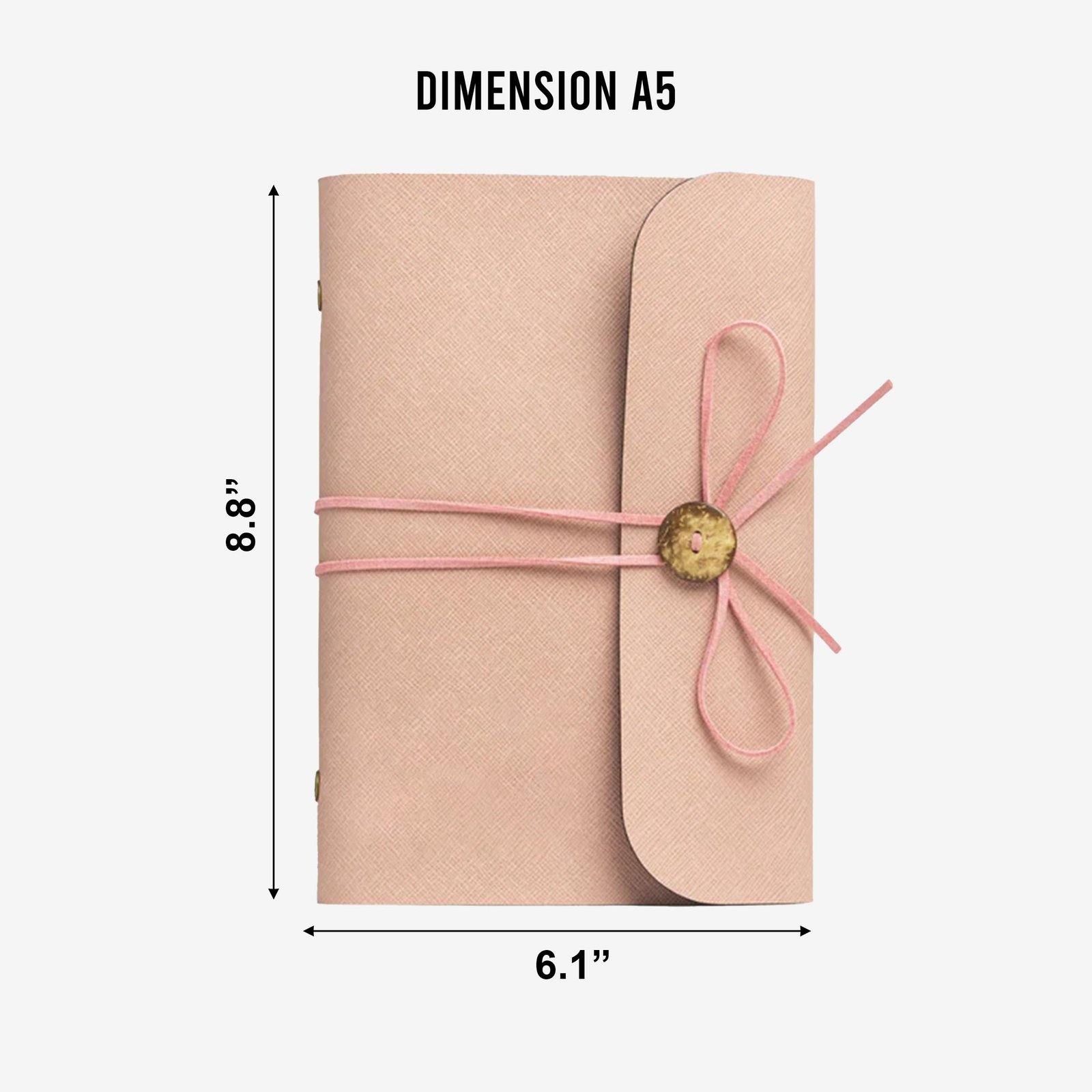 The Messy Corner Handcrafted Threaded Leather Diary | A Stylish A5 Travel Diary for Men and Women | Perfect for Birthday | 80 GSM, 140 Ruled Pages | Salmon Pink - Image 3
