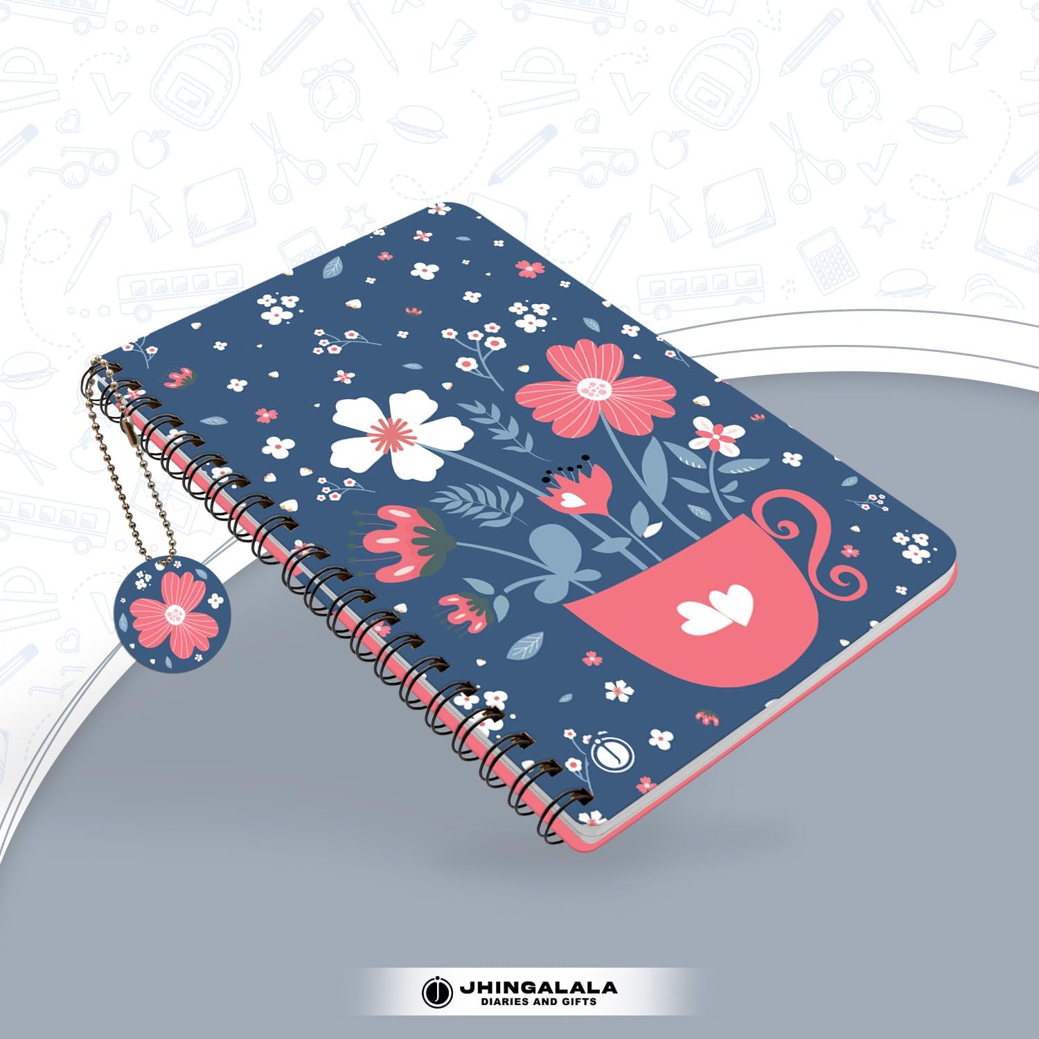 Jhingalala Diaries - A5 Hardbound Wiro Notebook Diary with Floral Theme Based Dangler I Spiral Notebook With Planner and Calendar 2024 I 160 Undated Ruled Pages - Image 2