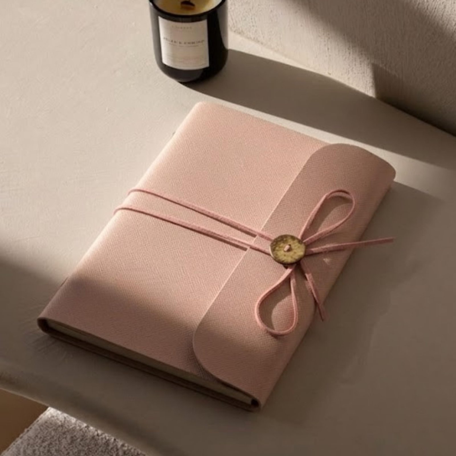 The Messy Corner Handcrafted Threaded Leather Diary | A Stylish A5 Travel Diary for Men and Women | Perfect for Birthday | 80 GSM, 140 Ruled Pages | Salmon Pink - Image 5