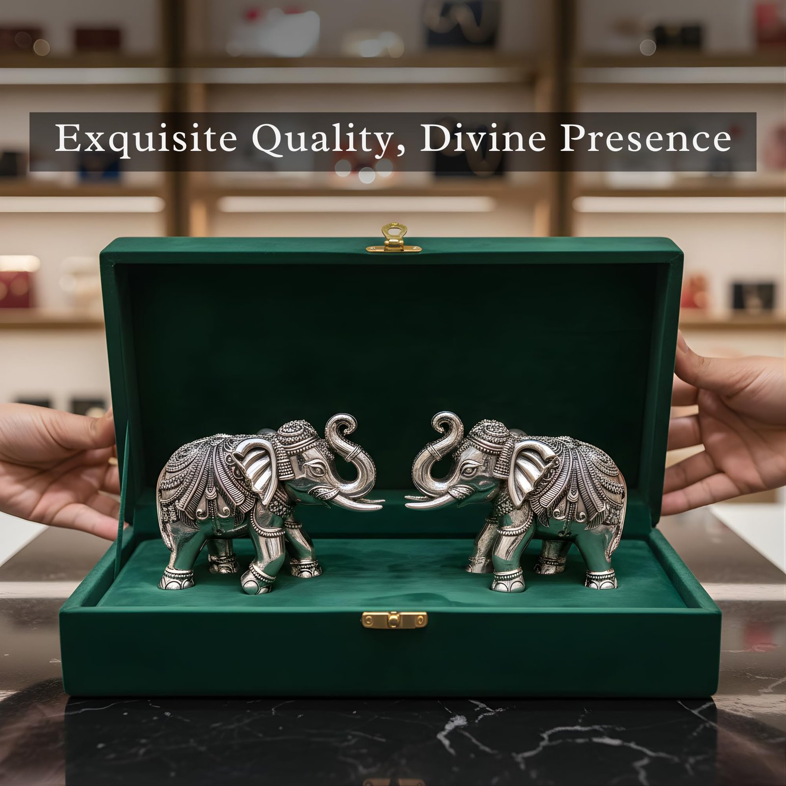 Dev Aastha 999 Pure Silver Plated Elephant Idol Pack of 2 | 2 Inch Vastu & Good Luck Showpiece for Home Decor, Mandir & Pooja Room | Auspicious Gifting Choice - Image 5