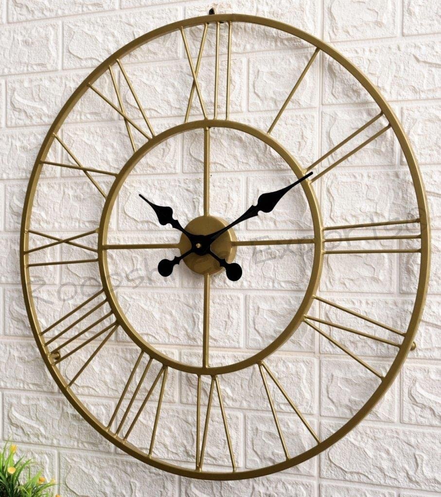 Vintage Handicraft Iron Art Ware/Handcrafted Decorative Brass Colour Wall Art Clock/VC-9023-S