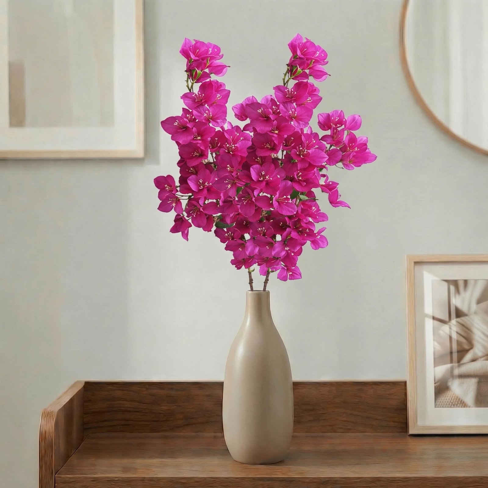 Decor & More 2 PCS Artificial Flowers Bunch – Realistic Silk Bougainvillea Long Stem Artificial Flower Bunch Without Pot | Artificial Flower for Decoration | (Without Pot) - Image 8