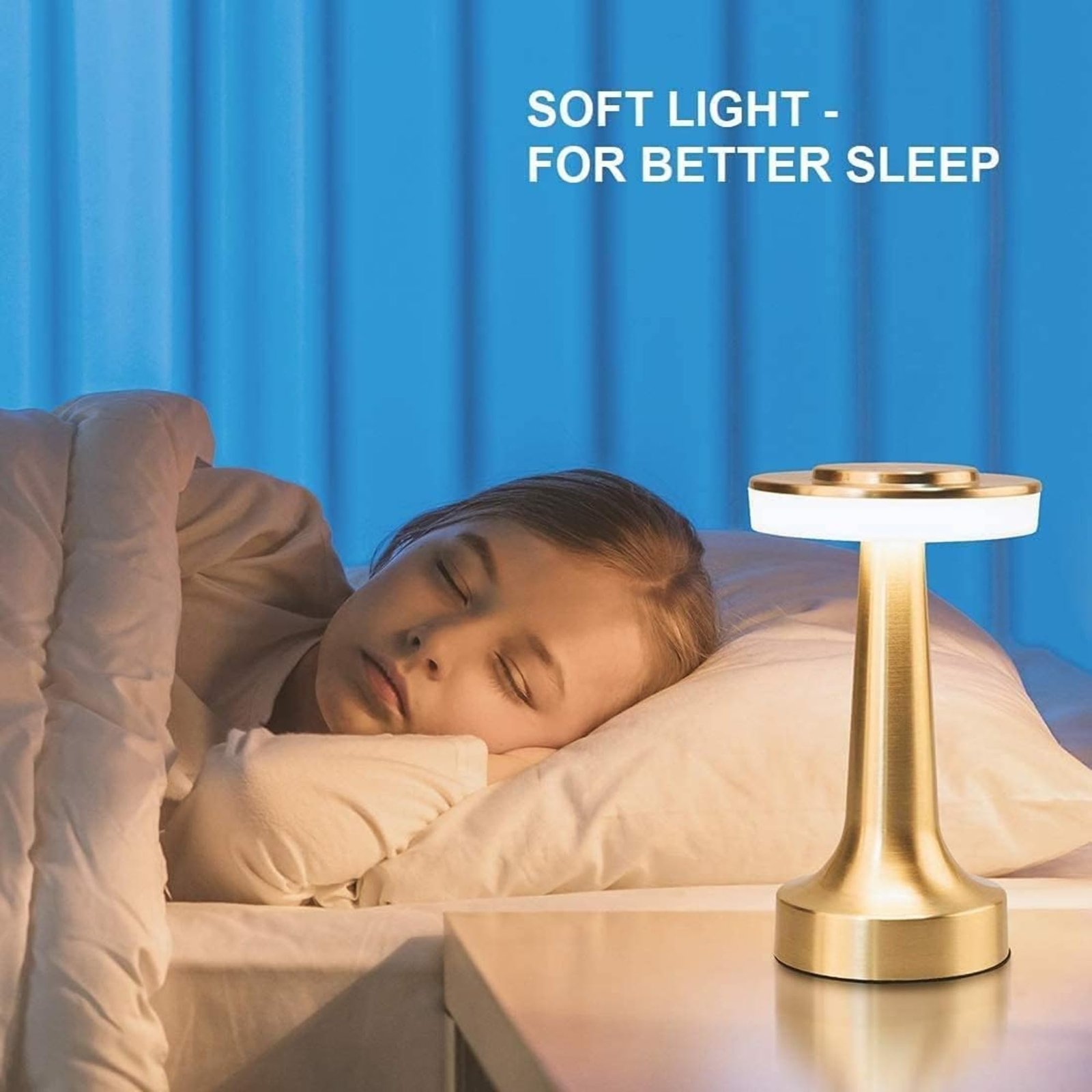 Desidiya® Metal LED Table Lamp with Touch Sensor Rechargeable Desk Lamp,3-Levels Brightness with Cozy Warm Lighting, Night Light for Kids Nursery, Nightstand Lamp, Bedside Lamp (Gold) - Image 4