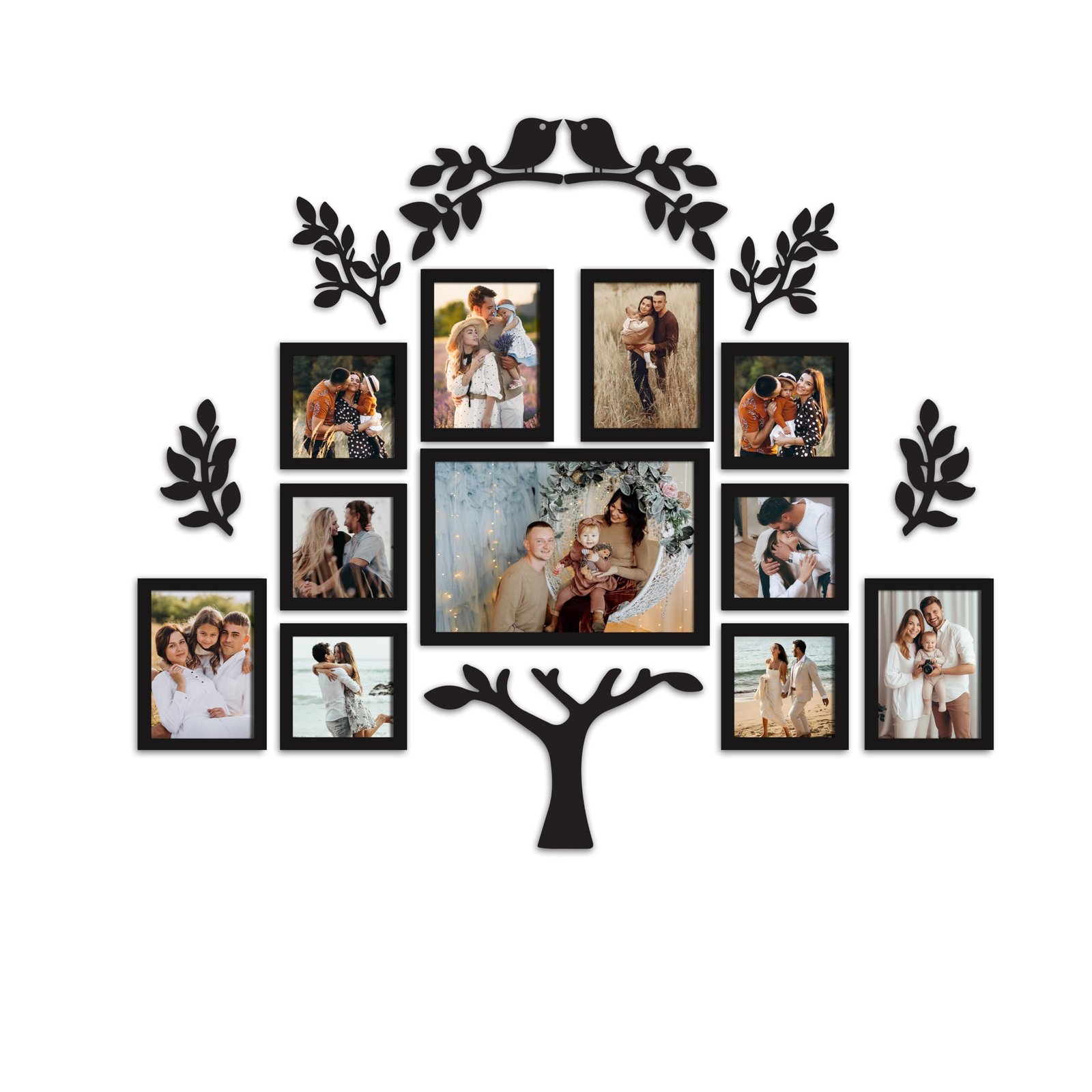 Art Street Family Tree Wall Photo Frame Set Pack of 11 with 9 MDF Cutouts for Home Decoration | Wall Photo Frame Collage for Living Room Bedroom | 5x5, 5x7, 8x12 Inch - Image 5