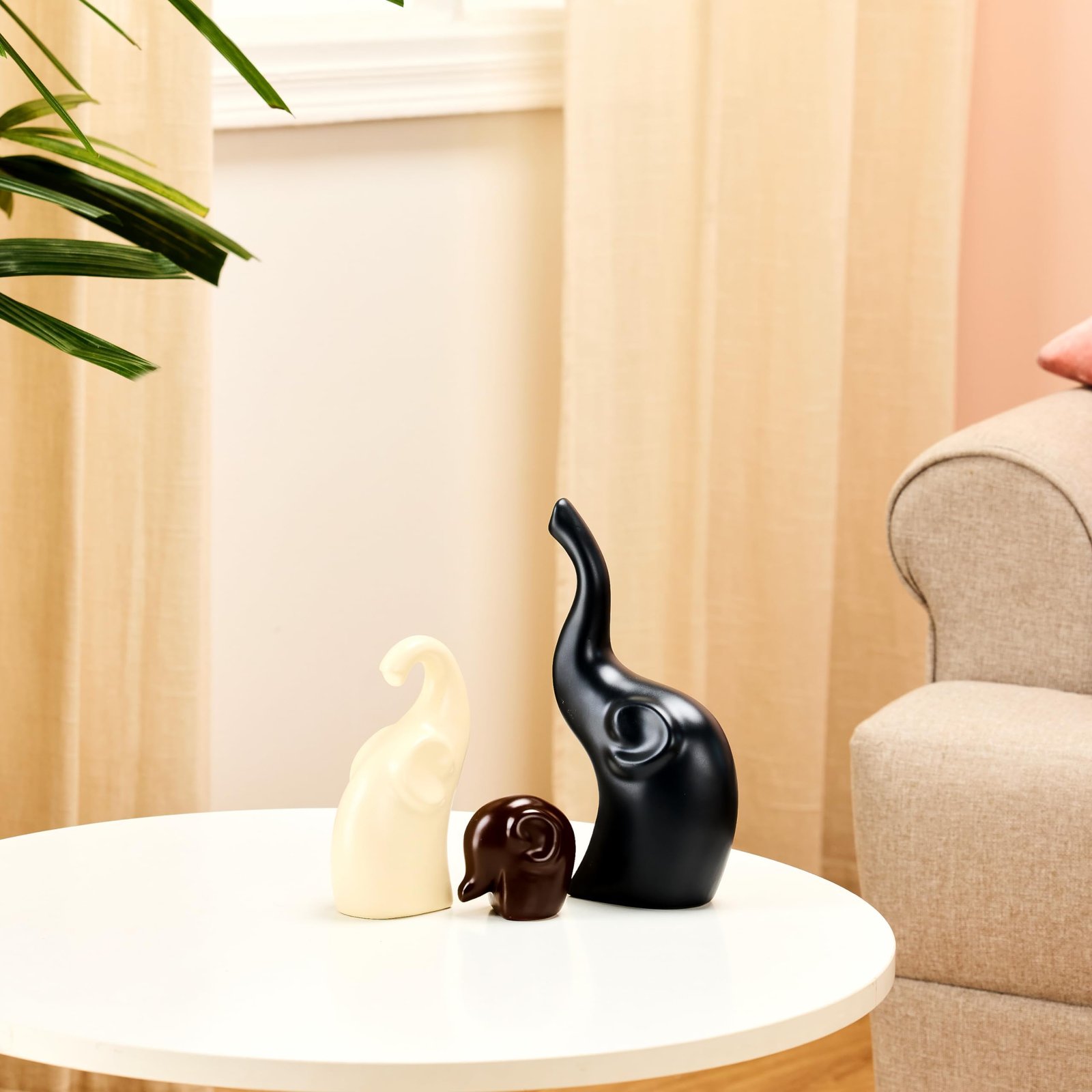 Amazon Basics Home Décor Elephant Family Matte Finish Ceramic Fantasy Figures(Set of 3 Piece,Multicolor) - Image 3