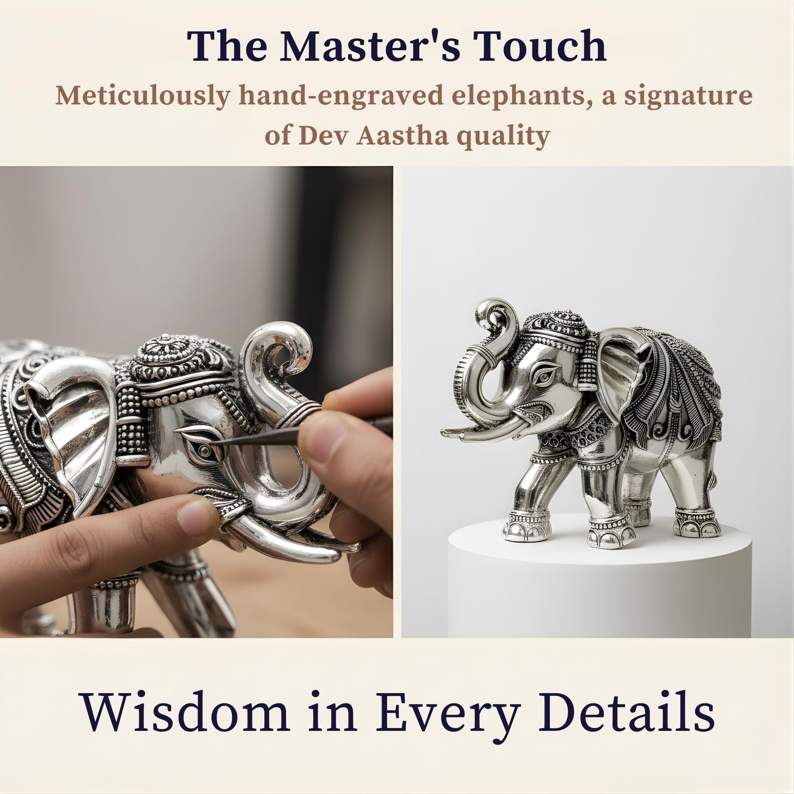 Dev Aastha 999 Pure Silver Plated Elephant Idol Pack of 2 | 2 Inch Vastu & Good Luck Showpiece for Home Decor, Mandir & Pooja Room | Auspicious Gifting Choice - Image 4