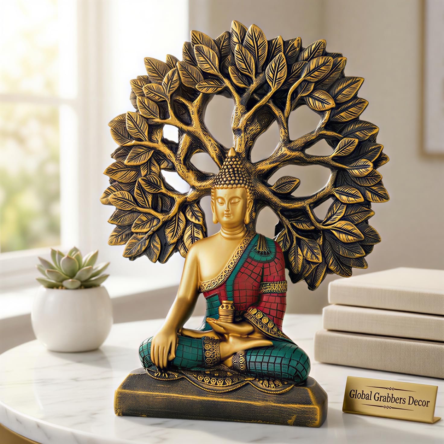 Global Grabbers Buddha Statue Showpiece Idol Home Decor Decoration Items for Living Room and Gifts - Image 7