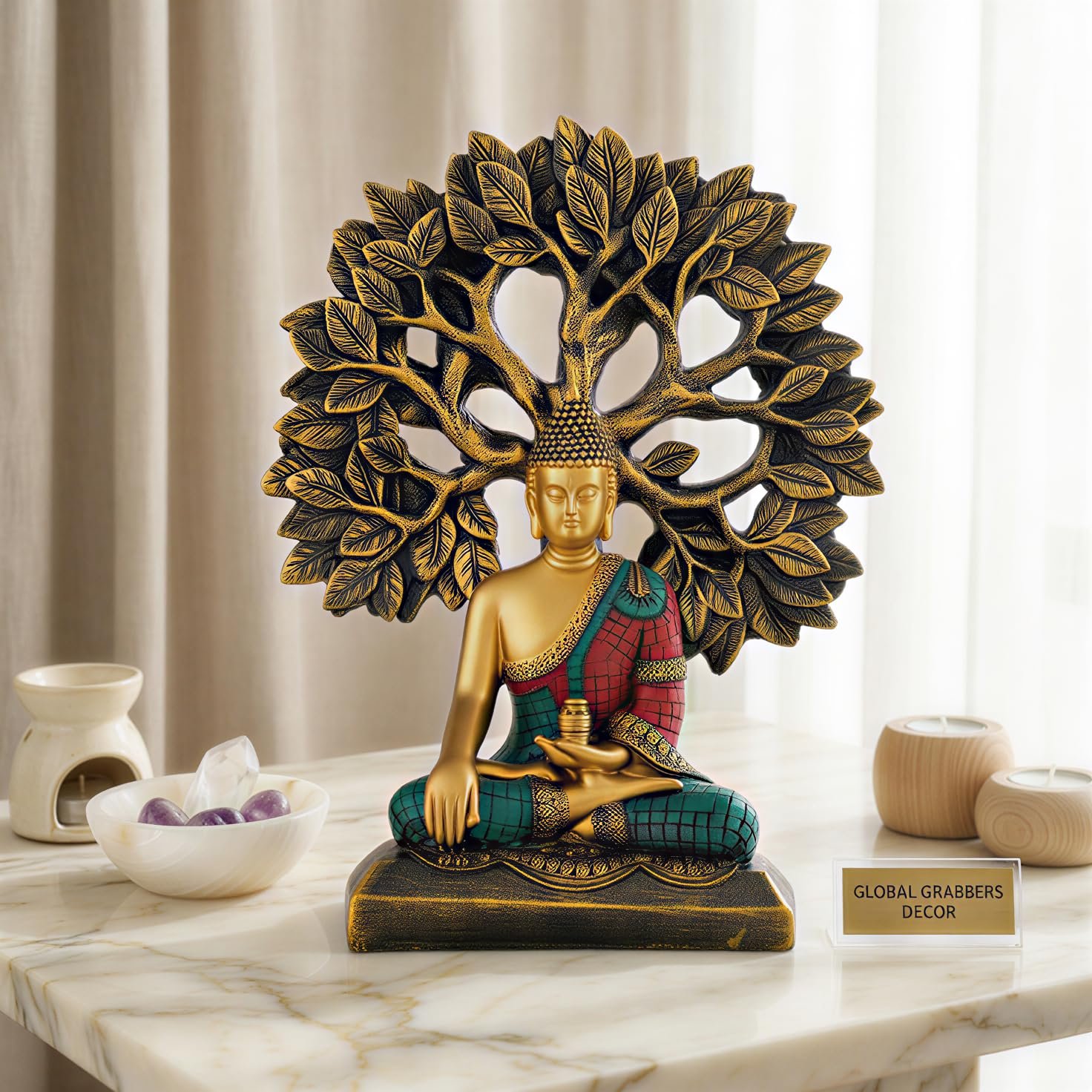 Global Grabbers Buddha Statue Showpiece Idol Home Decor Decoration Items for Living Room and Gifts - Image 6