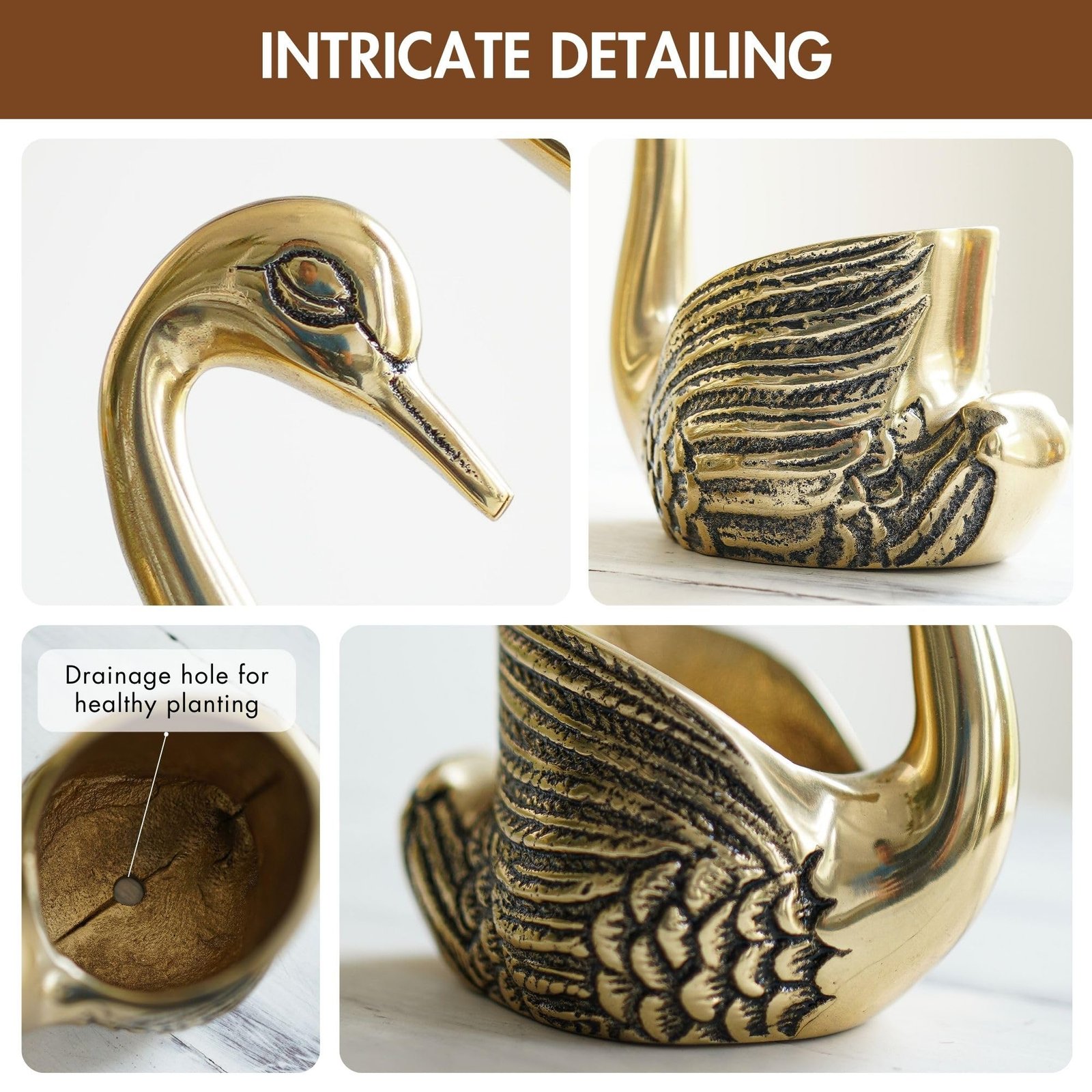 BEHOMA Pair of Swan Candle Holder with Giftbox for Home Decor, Gold - Image 3