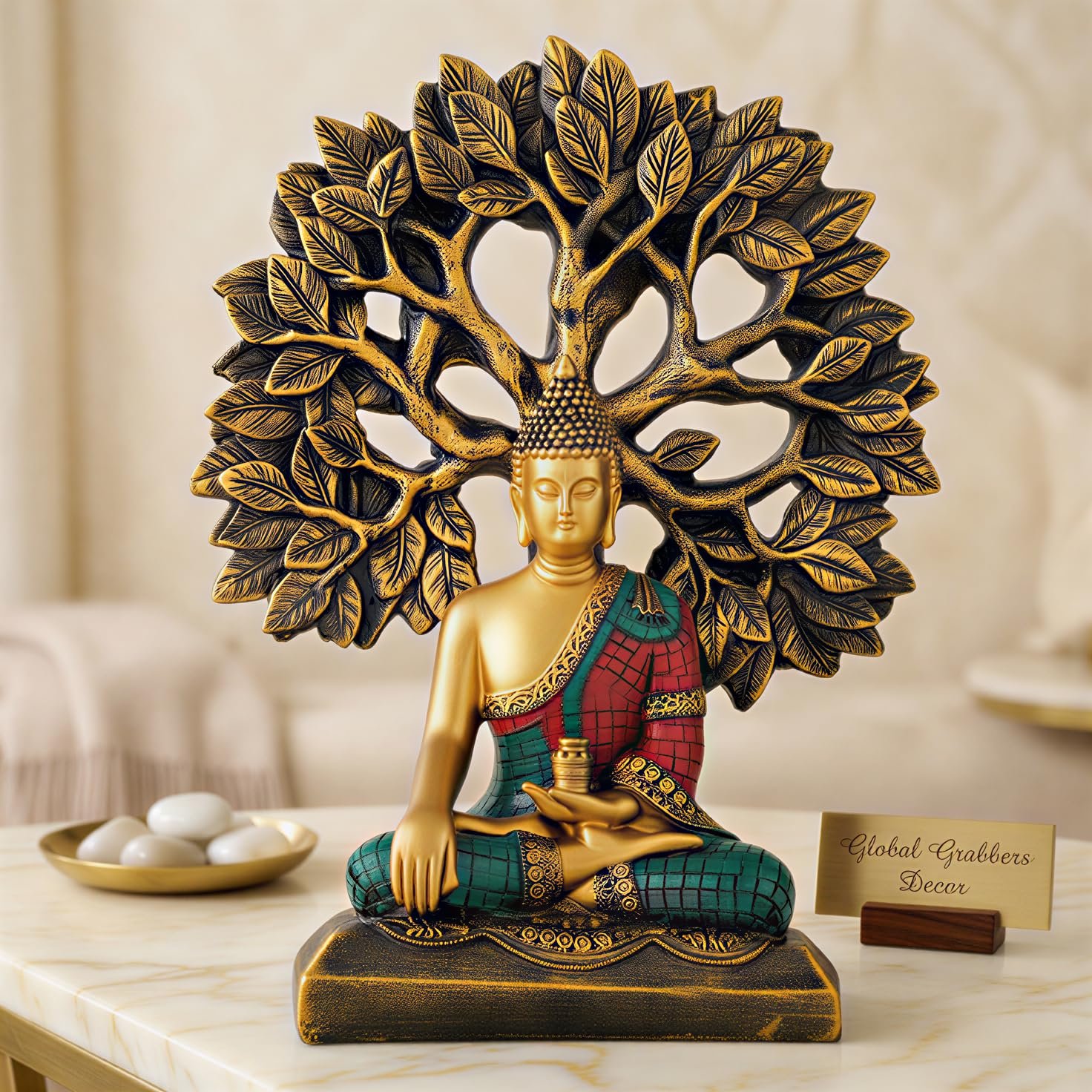 Global Grabbers Buddha Statue Showpiece Idol Home Decor Decoration Items for Living Room and Gifts - Image 8