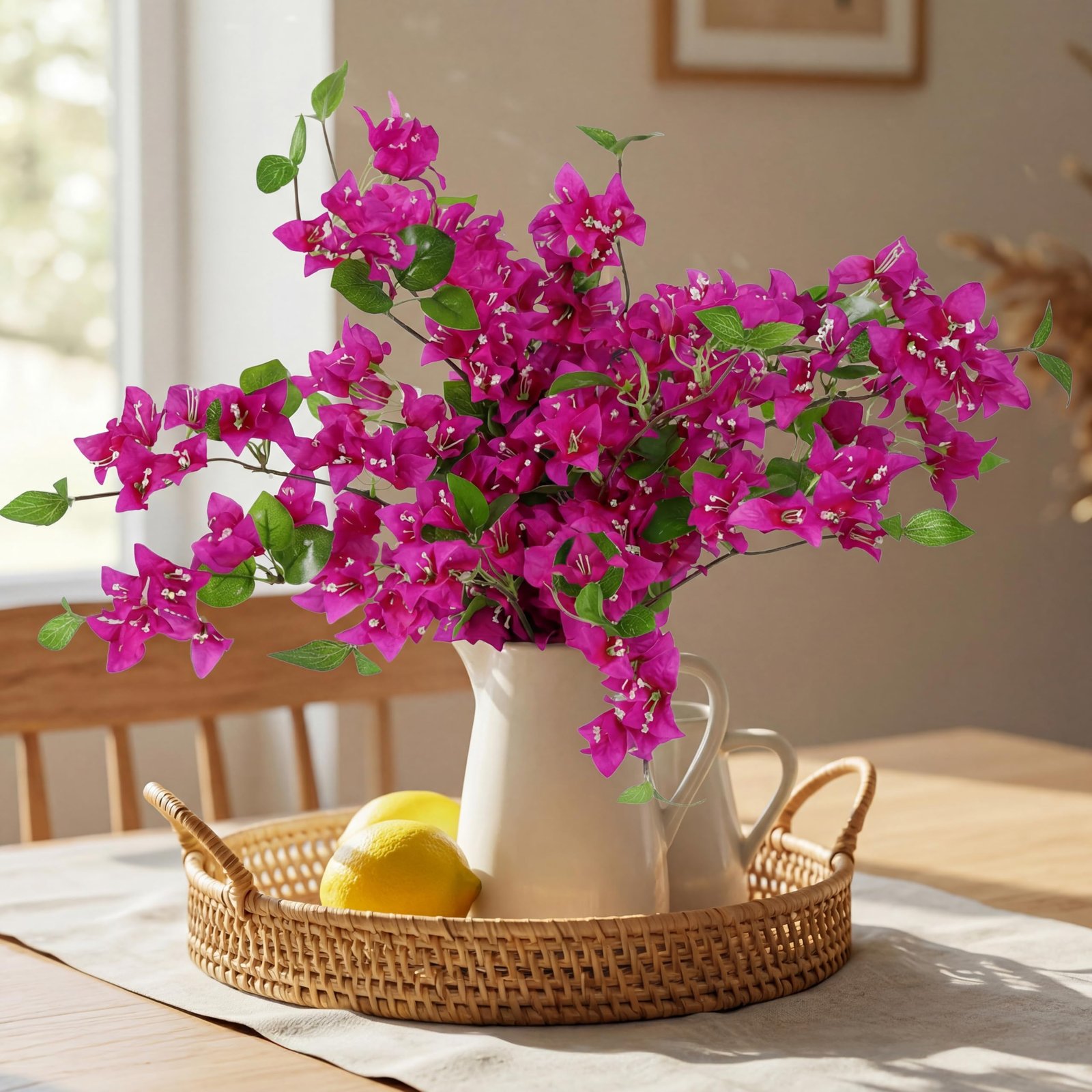 Decor & More 2 PCS Artificial Flowers Bunch – Realistic Silk Bougainvillea Long Stem Artificial Flower Bunch Without Pot | Artificial Flower for Decoration | (Without Pot) - Image 5