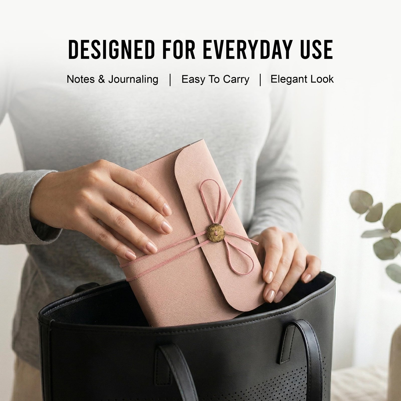 The Messy Corner Handcrafted Threaded Leather Diary | A Stylish A5 Travel Diary for Men and Women | Perfect for Birthday | 80 GSM, 140 Ruled Pages | Salmon Pink - Image 8