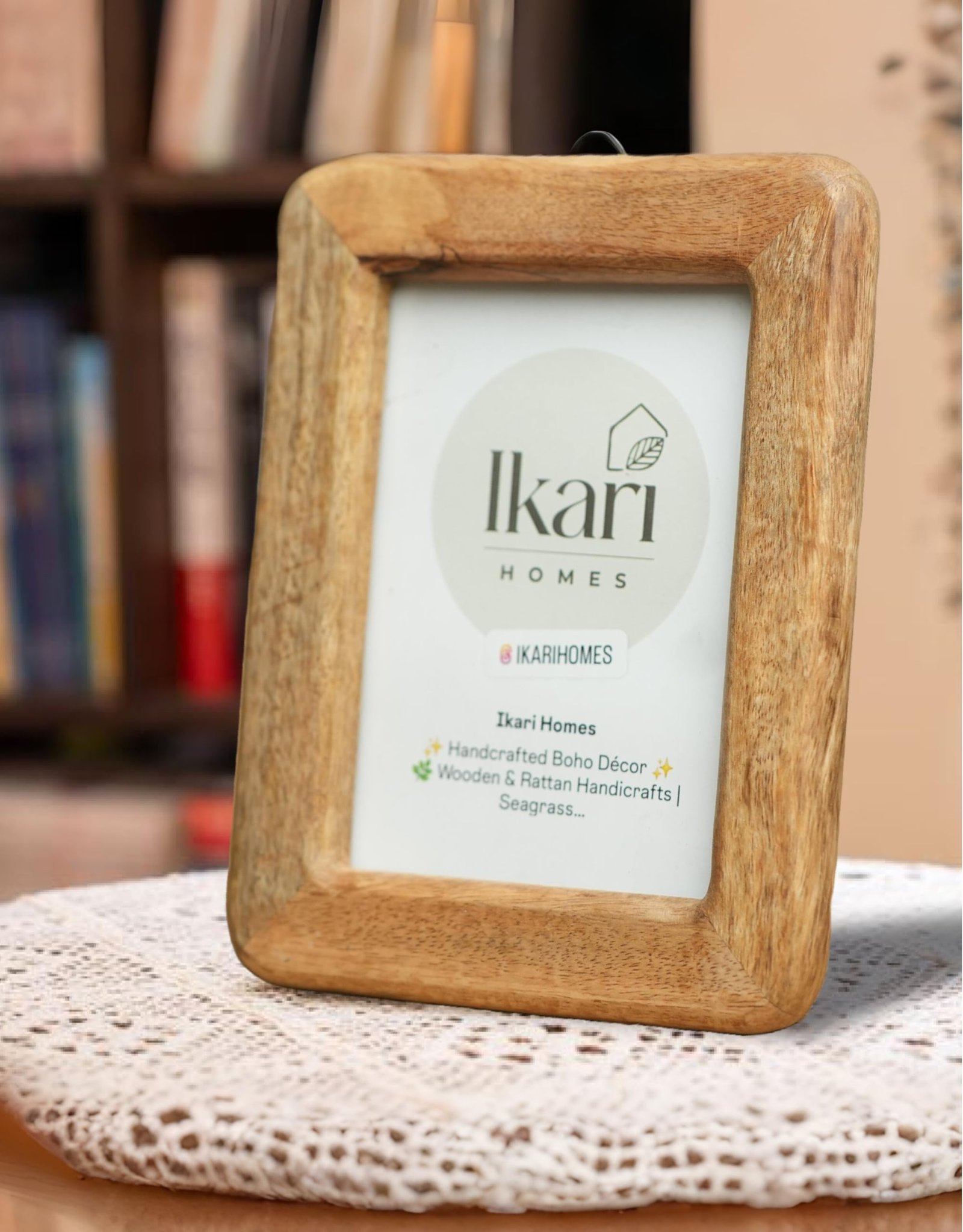 Ikari Homes Wooden Rectangular Photo Frame,Handcrafted Boho Design, Antique Finish,Set With High Definition Glass,Photo Frames For Table & Wall Mount,Home & Office Decor - 5 X 7 Inches