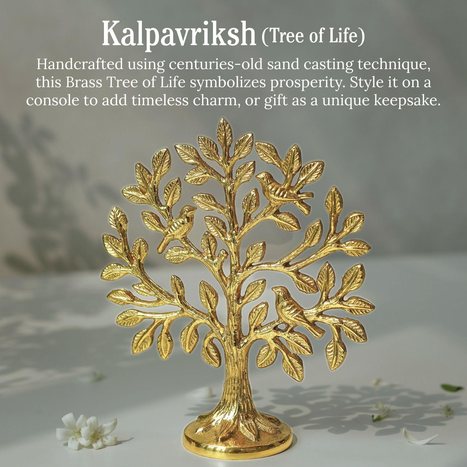 BEHOMA 100% Pure Brass (6 inch) Kalpvriksh Tree with Birds | Good Luck Gift - Image 4