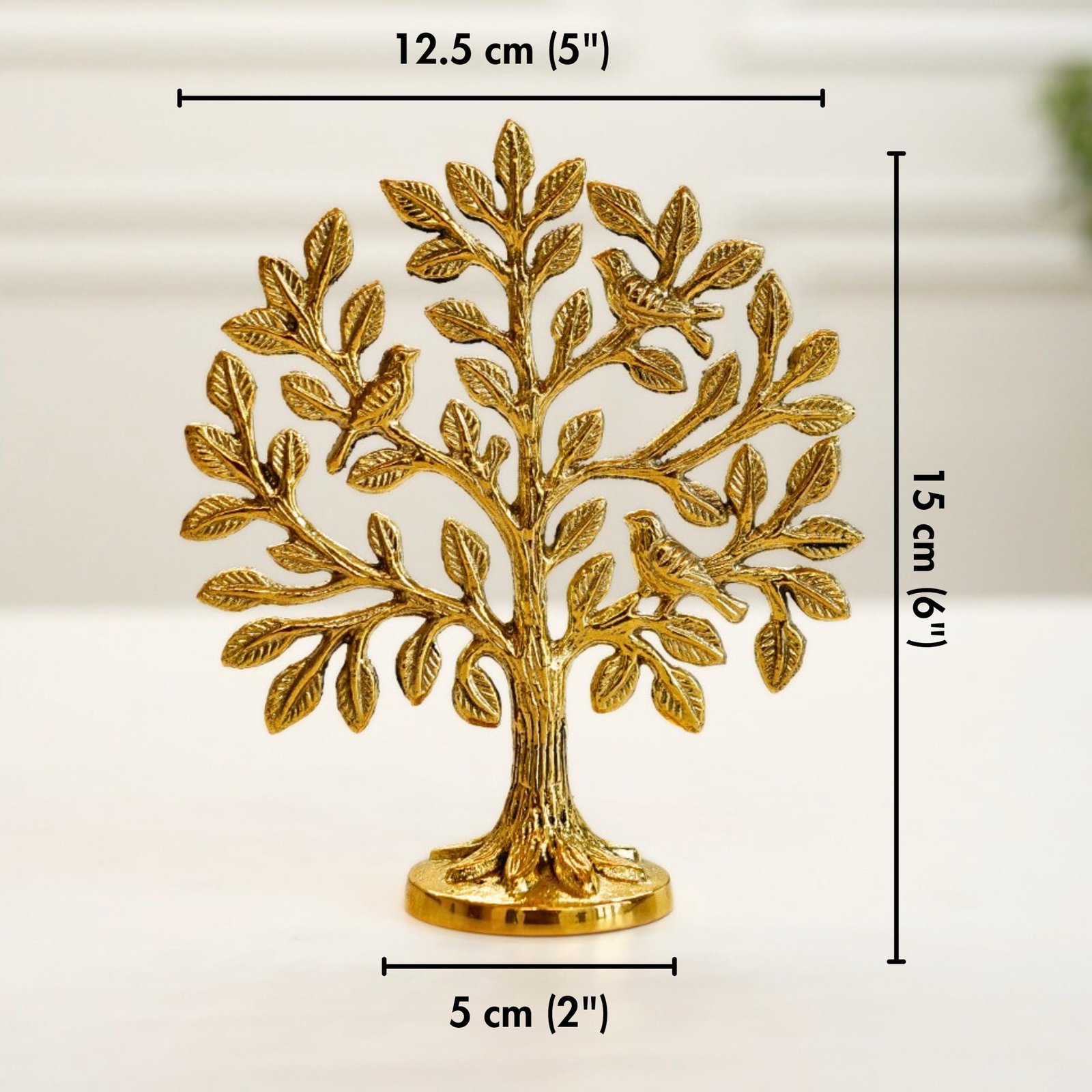 BEHOMA 100% Pure Brass (6 inch) Kalpvriksh Tree with Birds | Good Luck Gift - Image 2