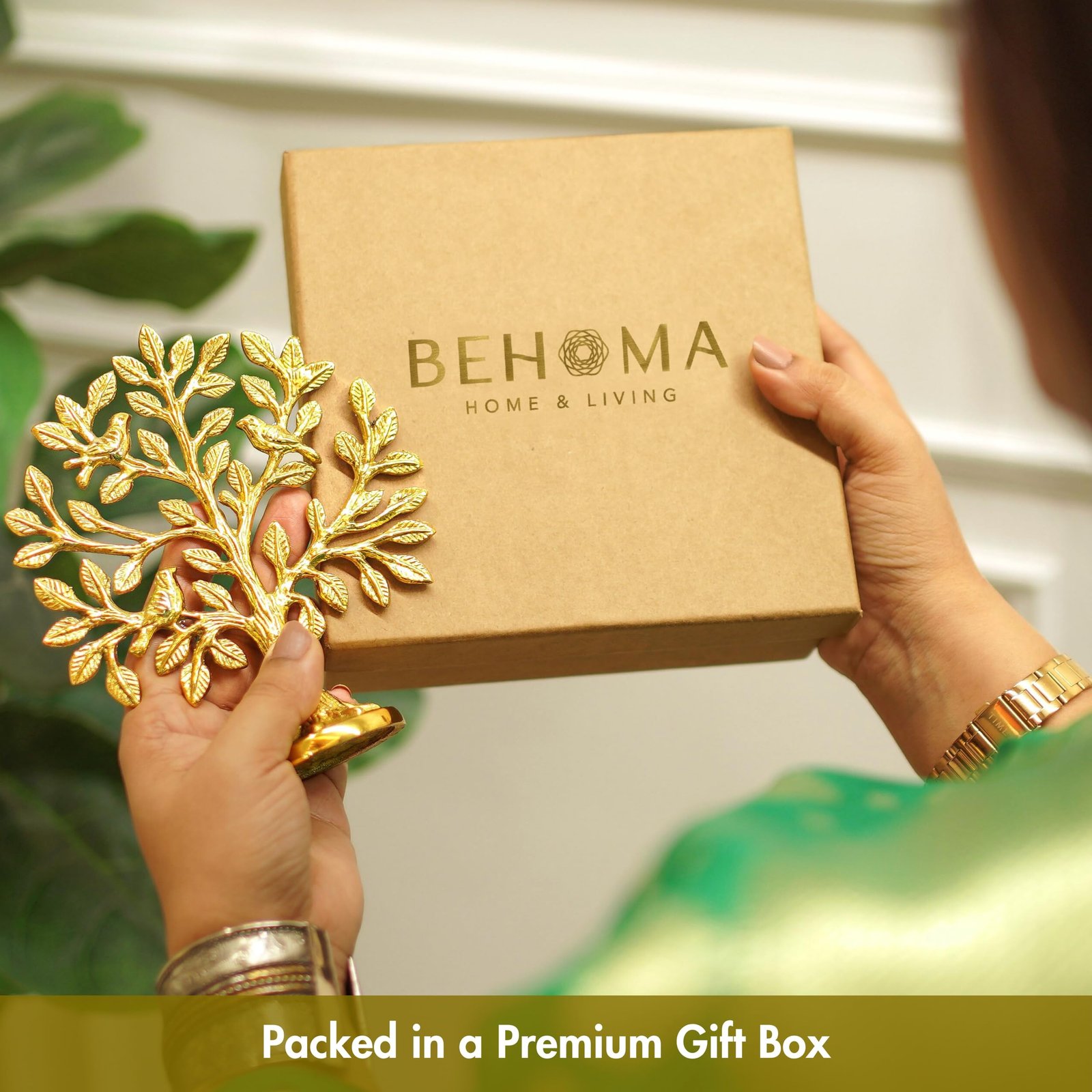 BEHOMA 100% Pure Brass (6 inch) Kalpvriksh Tree with Birds | Good Luck Gift - Image 7