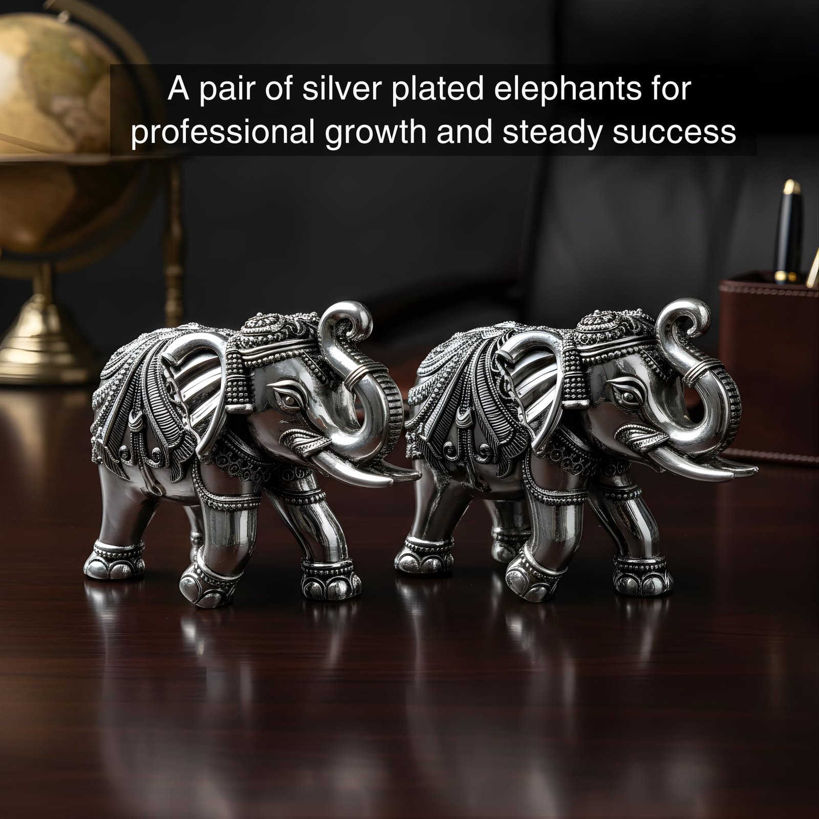 Dev Aastha 999 Pure Silver Plated Elephant Idol Pack of 2 | 2 Inch Vastu & Good Luck Showpiece for Home Decor, Mandir & Pooja Room | Auspicious Gifting Choice - Image 6
