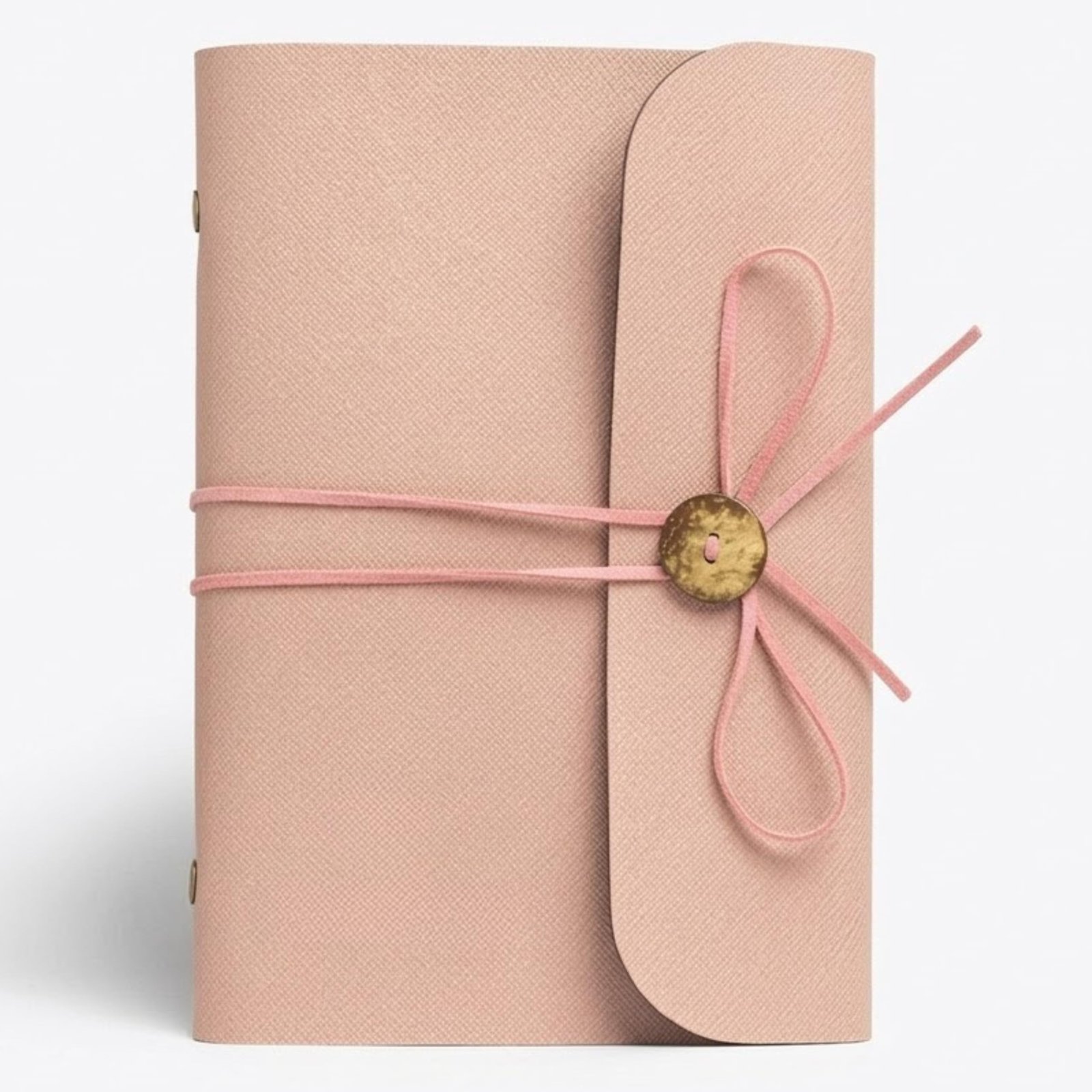 The Messy Corner Handcrafted Threaded Leather Diary | A Stylish A5 Travel Diary for Men and Women | Perfect for Birthday | 80 GSM, 140 Ruled Pages | Salmon Pink - Image 2