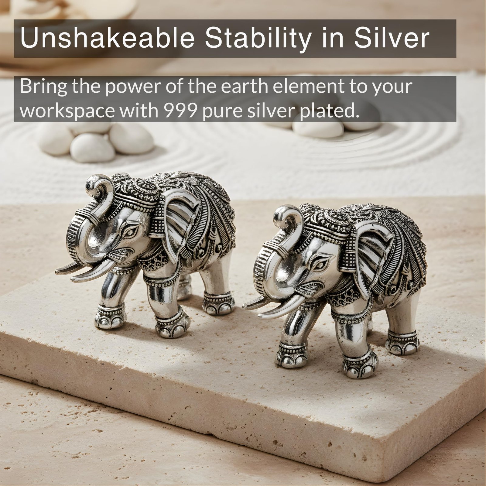 Dev Aastha 999 Pure Silver Plated Elephant Idol Pack of 2 | 2 Inch Vastu & Good Luck Showpiece for Home Decor, Mandir & Pooja Room | Auspicious Gifting Choice - Image 7