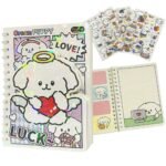 FunBlast Spiral Diary A5 – Cream Puppy Diary with Kawaii Stickers, Notebook Journal for Scrapbooking, Writing, Notes, Birthday Gift's for Kids & Adults, Multicolour; 180 Pages (Cream Puppy-Random)