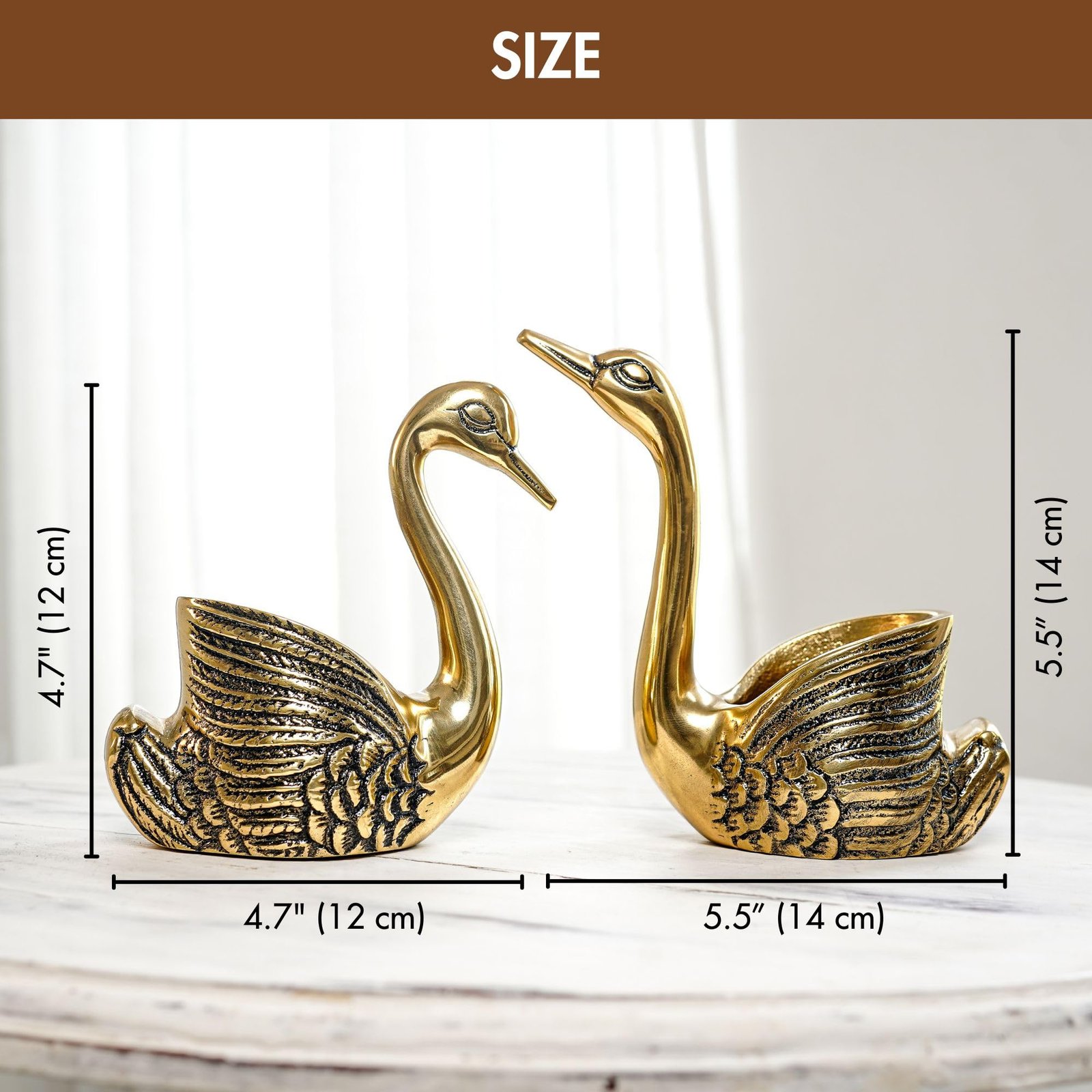 BEHOMA Pair of Swan Candle Holder with Giftbox for Home Decor, Gold - Image 6