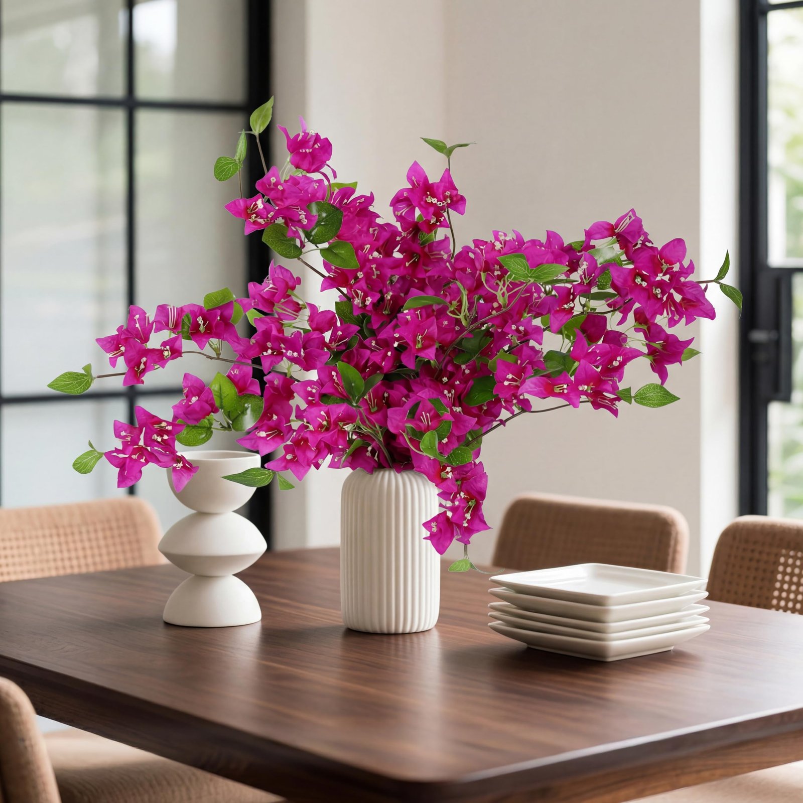 Decor & More 2 PCS Artificial Flowers Bunch – Realistic Silk Bougainvillea Long Stem Artificial Flower Bunch Without Pot | Artificial Flower for Decoration | (Without Pot) - Image 6